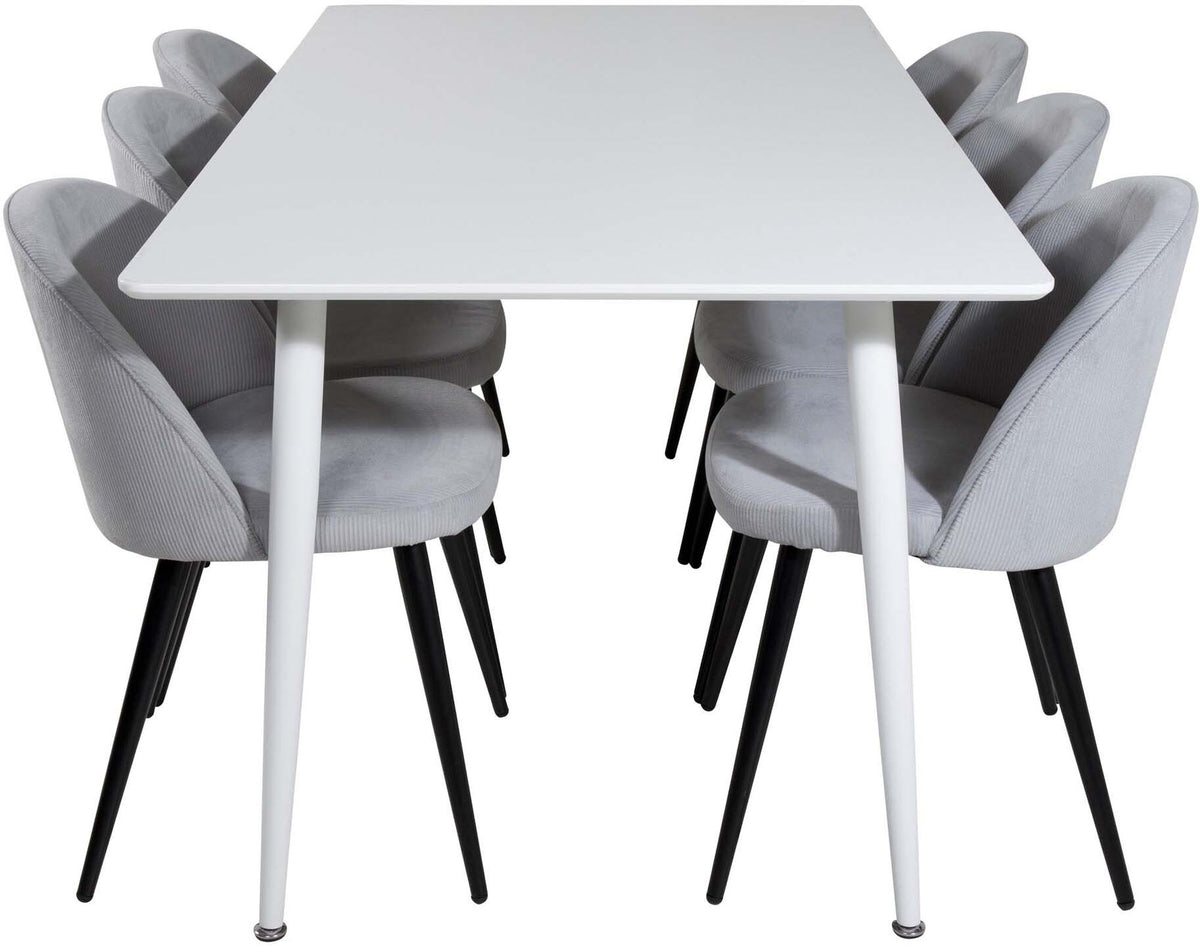 Polar Esszimmerset + Velvet 180cm/6St. in Weiss / Schwarzgrau präsentiert im Onlineshop von KAQTU Design AG. Esszimmerset ist von Venture Home