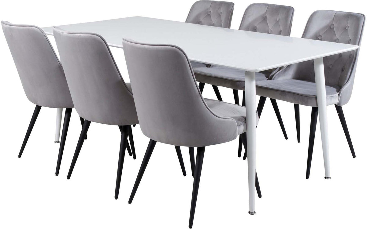 Polar Esszimmerset + Velvet Deluxe 180cm/6St. in Schwarz präsentiert im Onlineshop von KAQTU Design AG. Esszimmerset ist von Venture Home