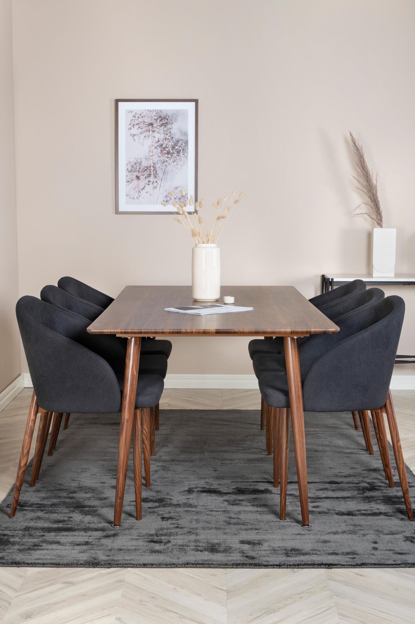 Elegantes Polar Esszimmerset mit 6 Stühlen, 180cm, von Venture Home.