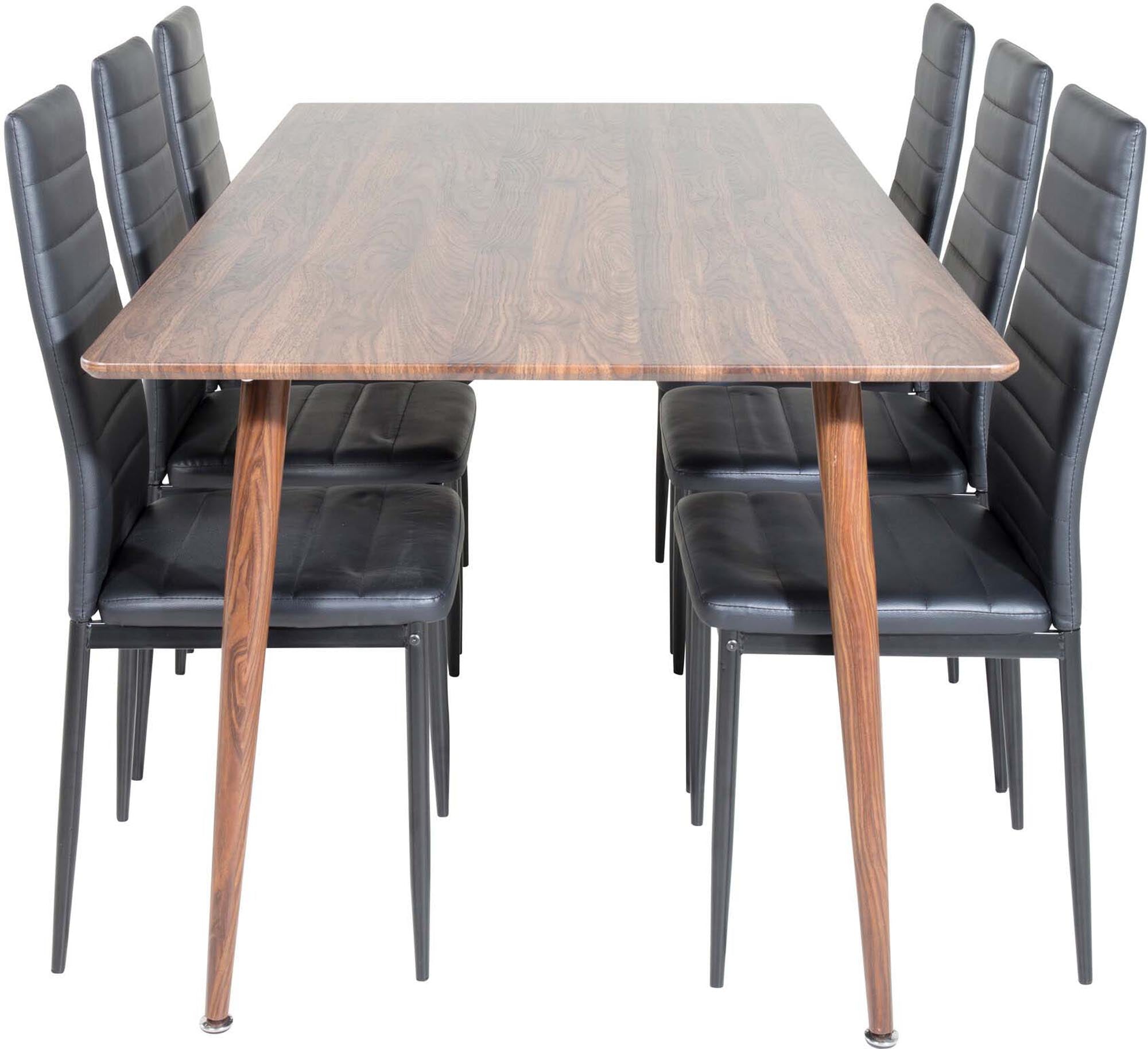 Polar Esszimmerset + Slim 180cm/6St. in Schwarz präsentiert im Onlineshop von KAQTU Design AG. Esszimmerset ist von Venture Home