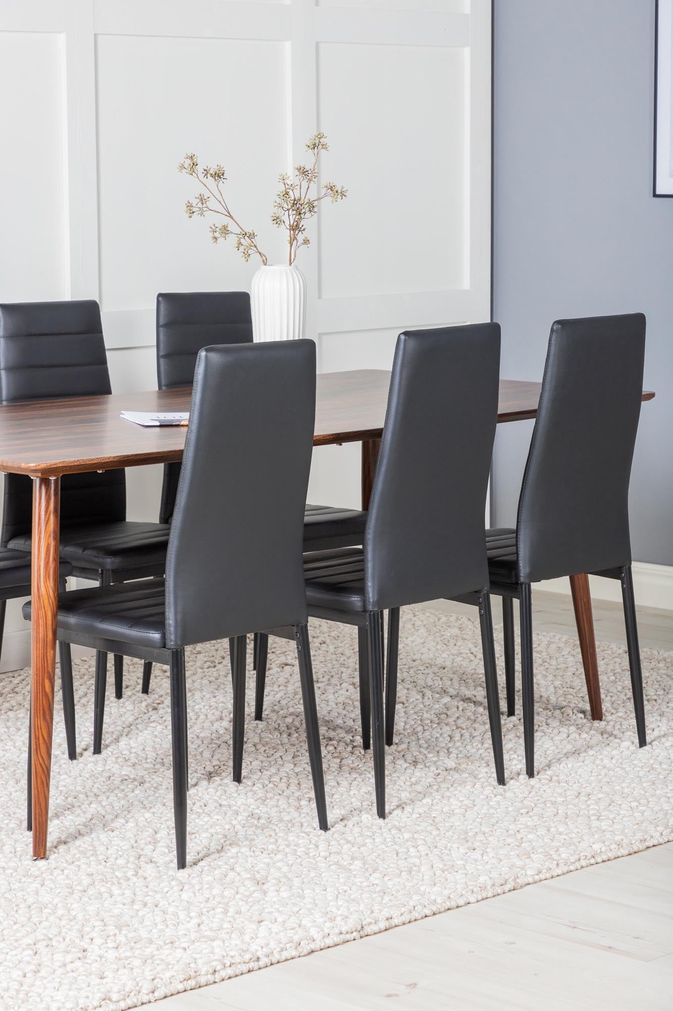 Modernes Polar Esszimmerset: 180cm Tisch, 6 Slim Stühle, robust, stilvoll, komfortabel, ideal für gesellige Abende.