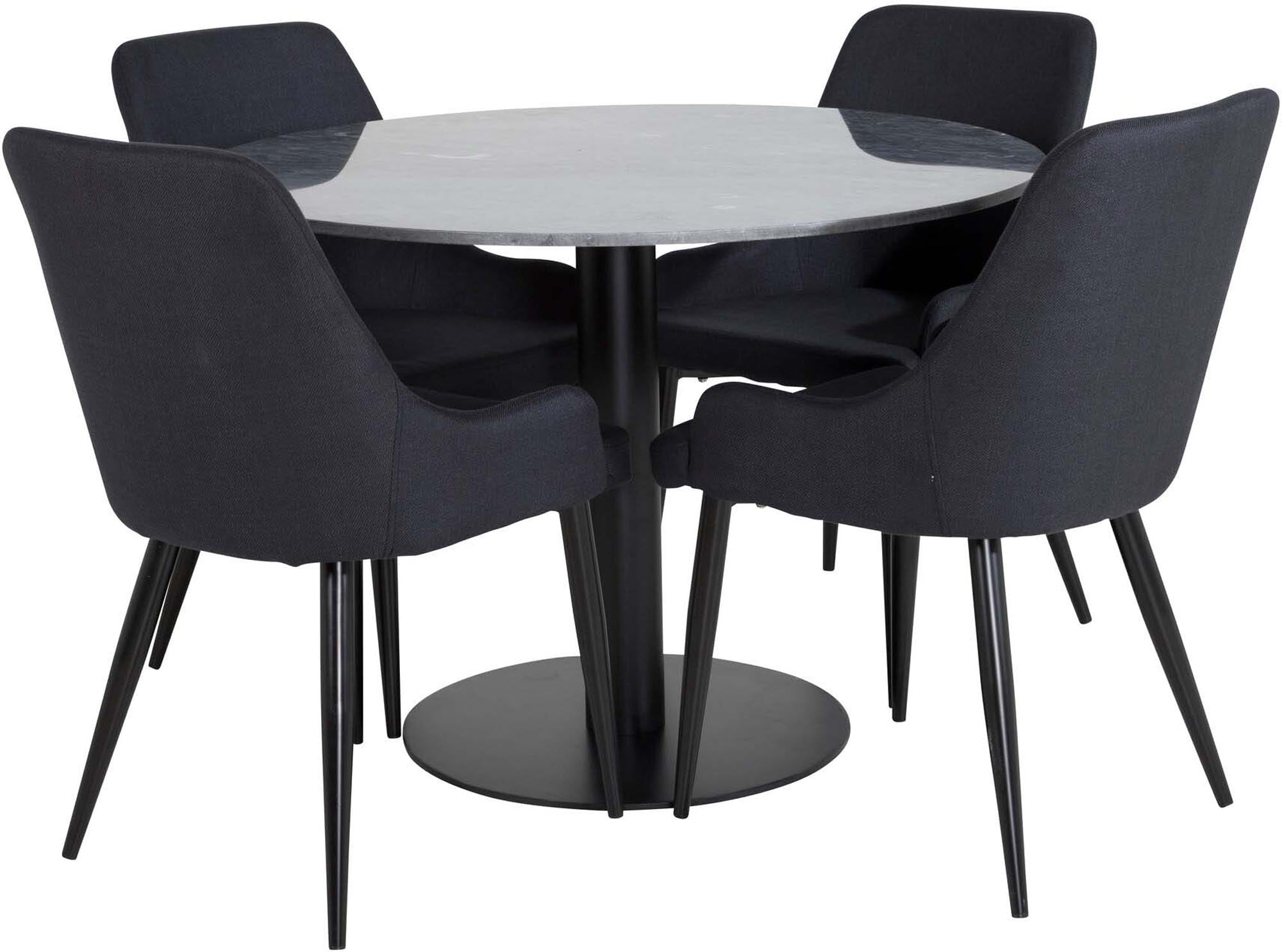 Estelle Esszimmerset + Plaza ⌀106cm/4St. in Schwarz präsentiert im Onlineshop von KAQTU Design AG. Esszimmerset ist von Venture Home