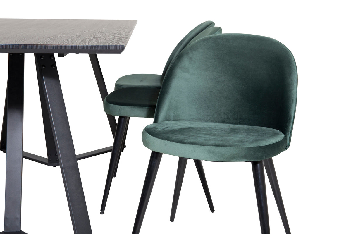 Marina Esszimmerset Velvet 180cm/6St. in Schwarz / Grün präsentiert im Onlineshop von KAQTU Design AG. Esszimmerset ist von Venture Home