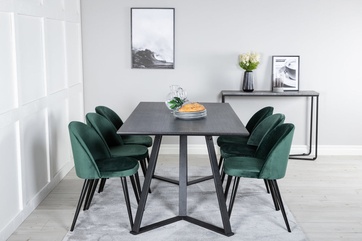 Marina Esszimmerset Velvet 180cm/6St. in Schwarz / Grün präsentiert im Onlineshop von KAQTU Design AG. Esszimmerset ist von Venture Home