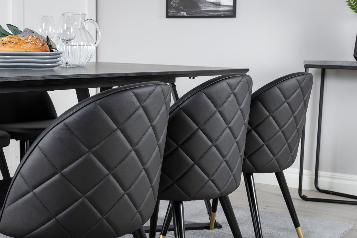 Marina Esszimmerset Velvet 180cm/6St. in Schwarz / Gold präsentiert im Onlineshop von KAQTU Design AG. Esszimmerset ist von Venture Home