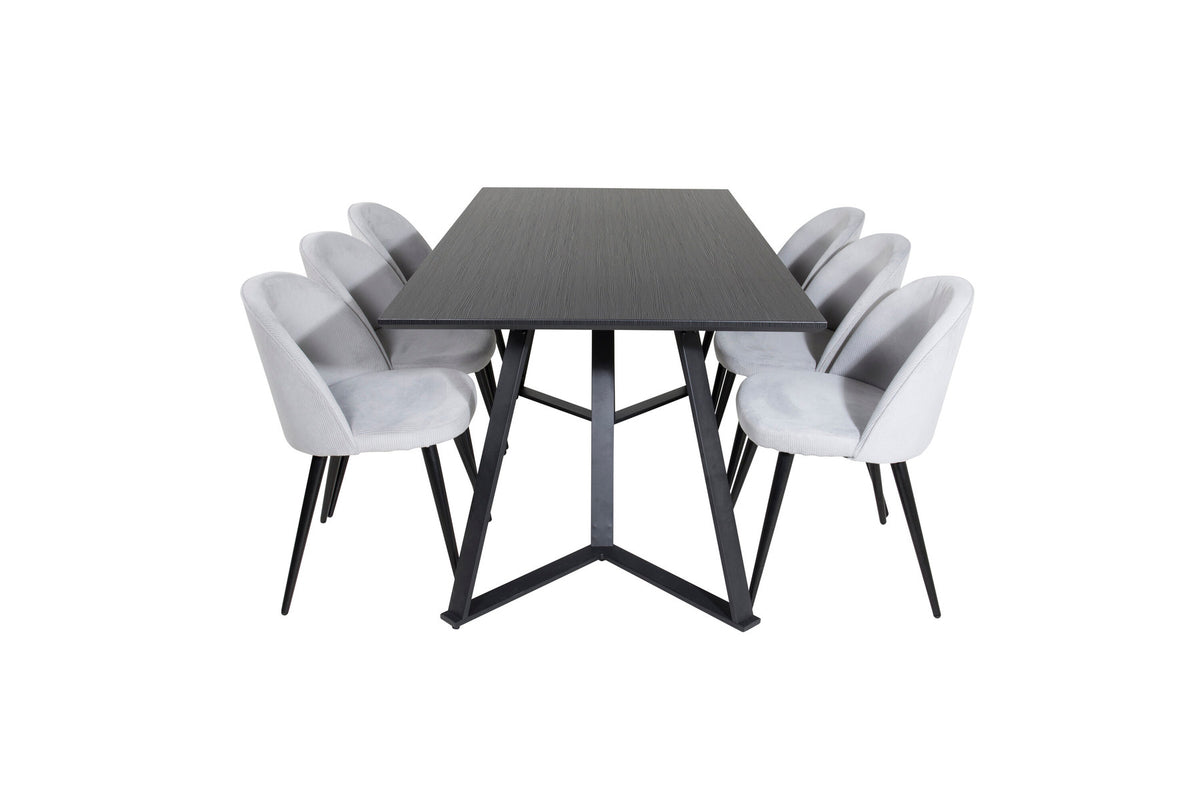 Marina Esszimmerset Velvet 180cm/6St. in Schwarz präsentiert im Onlineshop von KAQTU Design AG. Esszimmerset ist von Venture Home