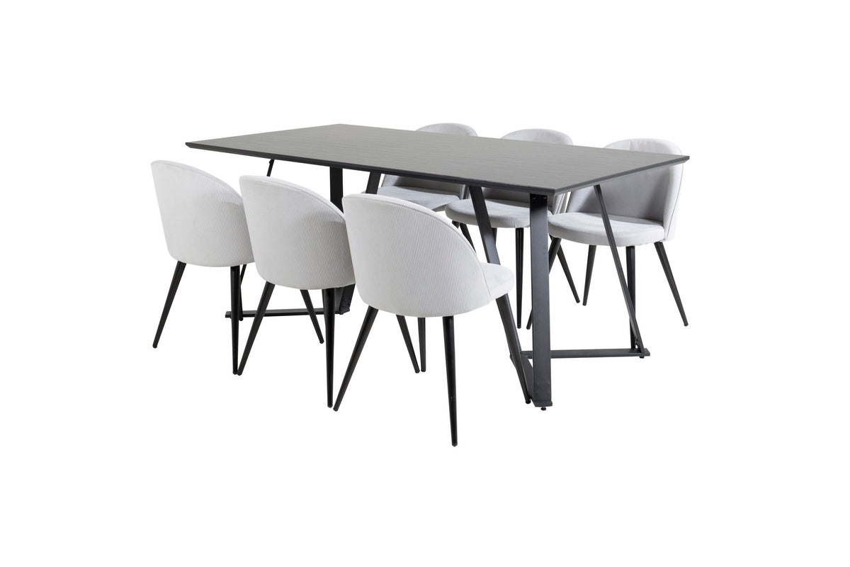 Marina Esszimmerset Velvet 180cm/6St. in Schwarz präsentiert im Onlineshop von KAQTU Design AG. Esszimmerset ist von Venture Home