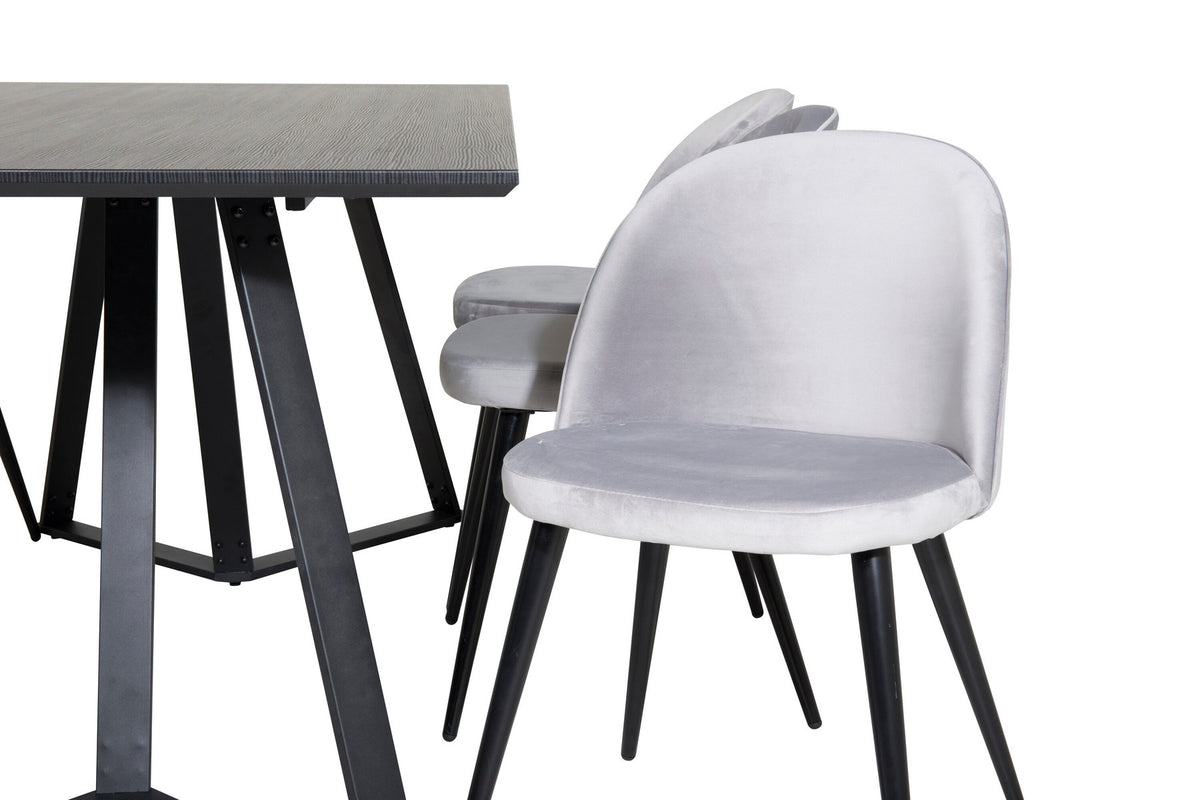 Marina Esszimmerset Velvet 180cm/6St. in Schwarz / Grau präsentiert im Onlineshop von KAQTU Design AG. Esszimmerset ist von Venture Home