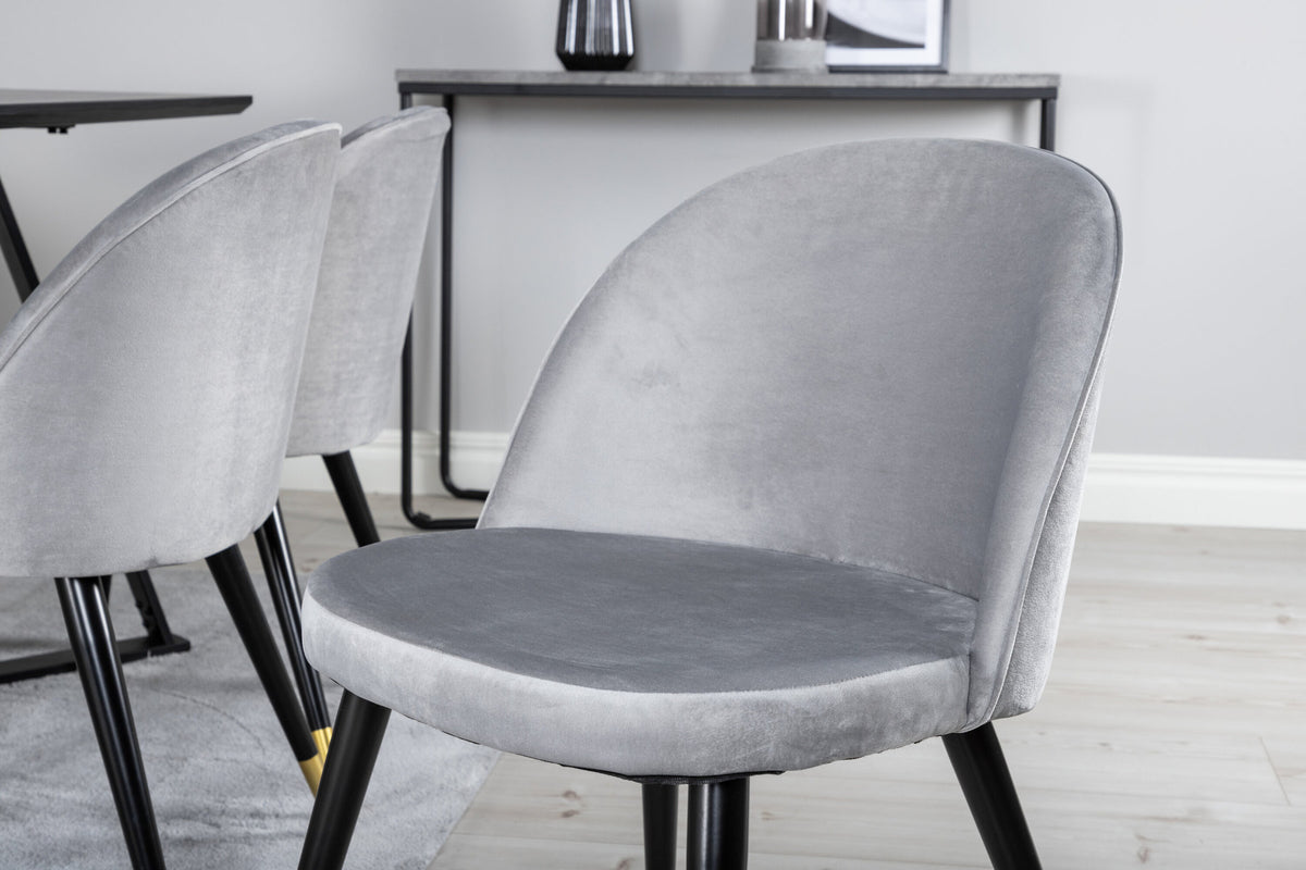 Marina Esszimmerset Velvet 180cm/6St. in Schwarz, Gold, Grau präsentiert im Onlineshop von KAQTU Design AG. Esszimmerset ist von Venture Home