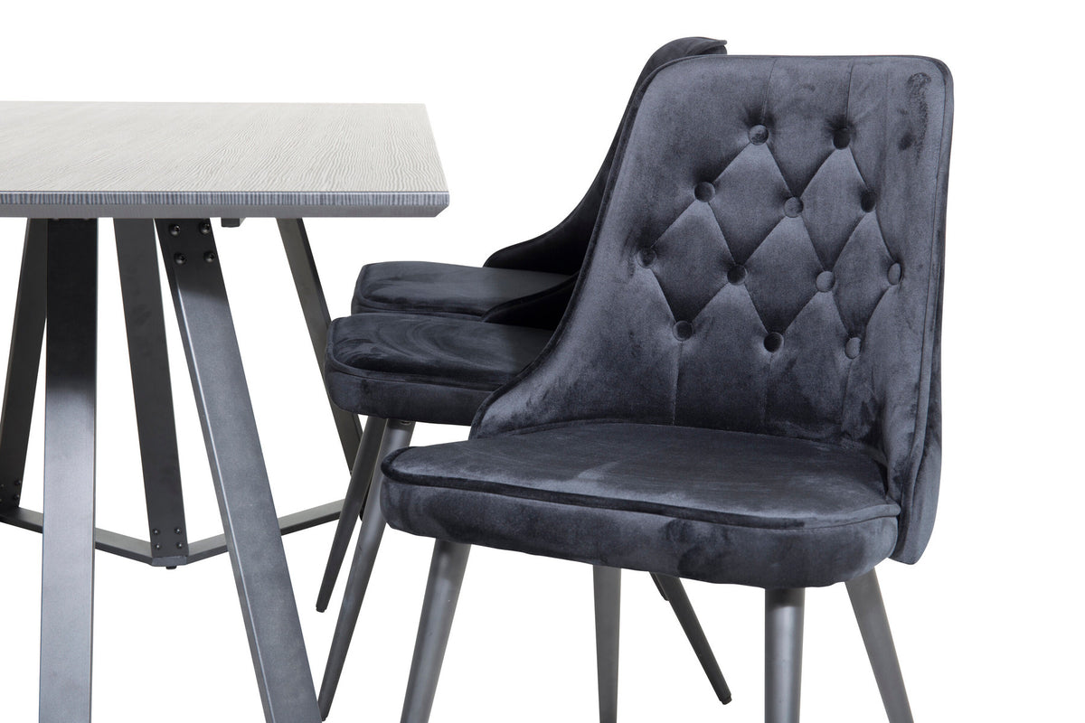 Marina Esszimmerset Velvet 180cm/6St. in Schwarz präsentiert im Onlineshop von KAQTU Design AG. Esszimmerset ist von Venture Home