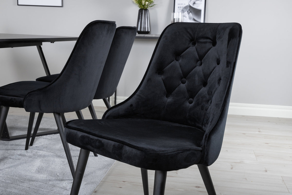 Marina Esszimmerset Velvet 180cm/6St. in Schwarz präsentiert im Onlineshop von KAQTU Design AG. Esszimmerset ist von Venture Home