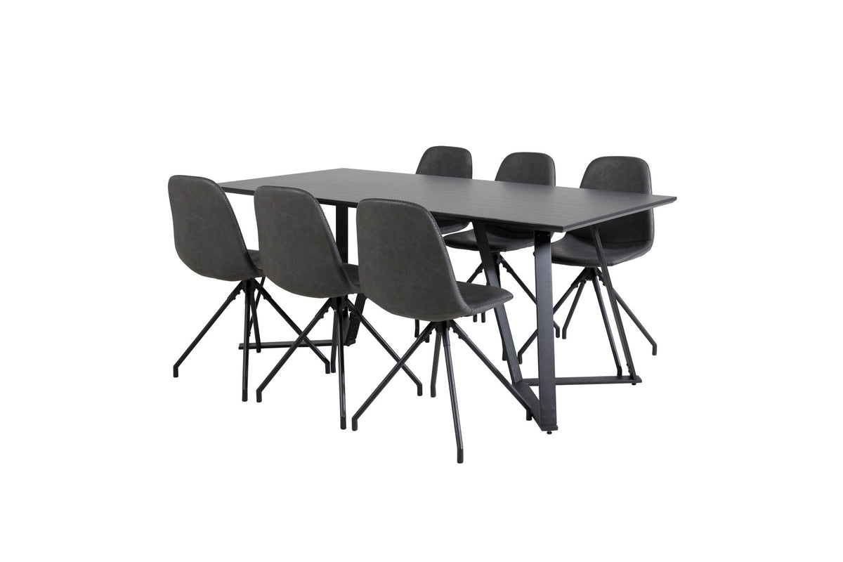 Marina Esszimmerset Polar 180cm/6St. in Schwarz präsentiert im Onlineshop von KAQTU Design AG. Esszimmerset ist von Venture Home