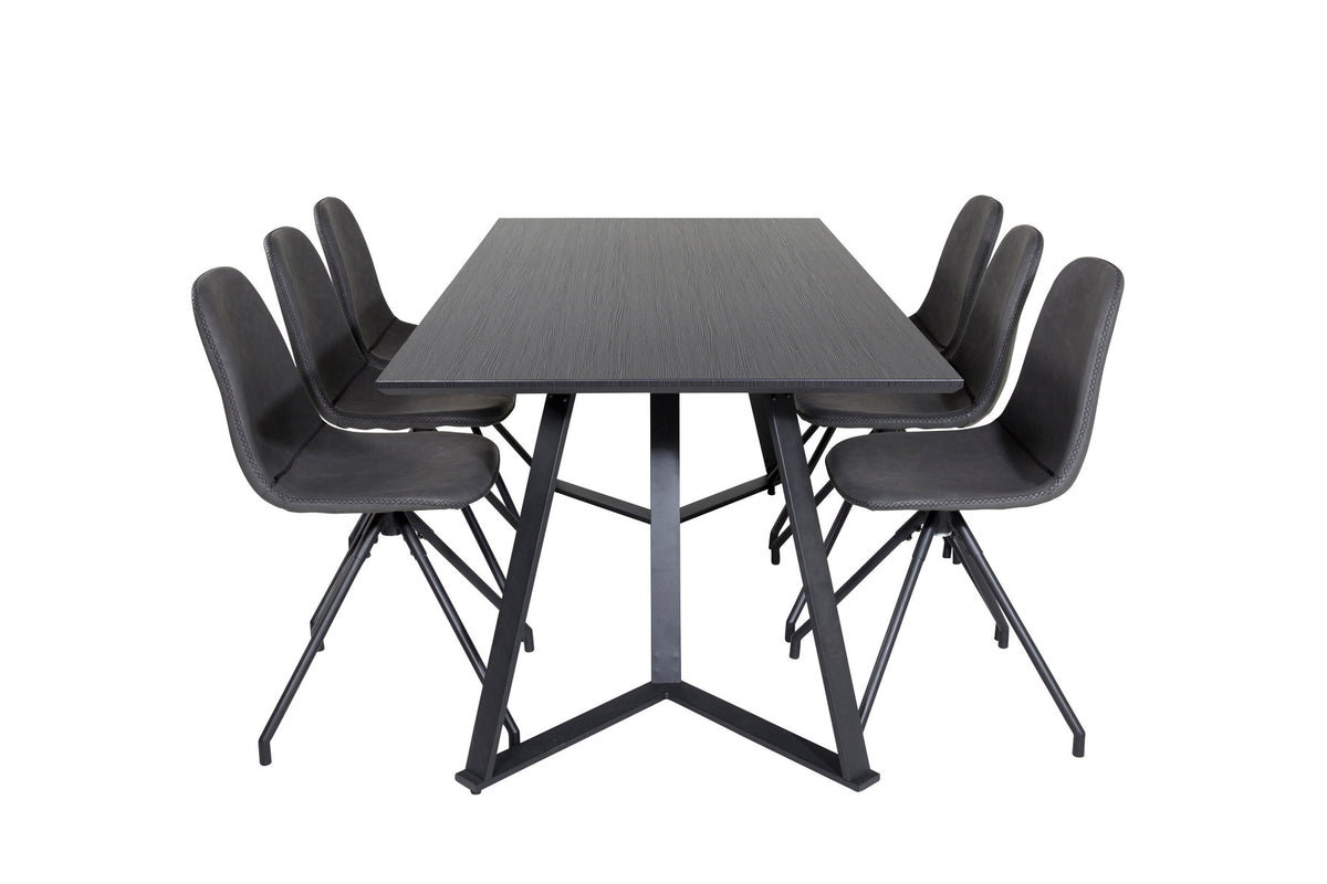 Marina Esszimmerset Polar 180cm/6St. in Schwarz präsentiert im Onlineshop von KAQTU Design AG. Esszimmerset ist von Venture Home