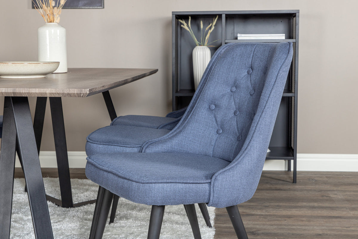 Marina Esszimmerset Velvet 180cm/6St. in Schwarz / Blau präsentiert im Onlineshop von KAQTU Design AG. Esszimmerset ist von Venture Home