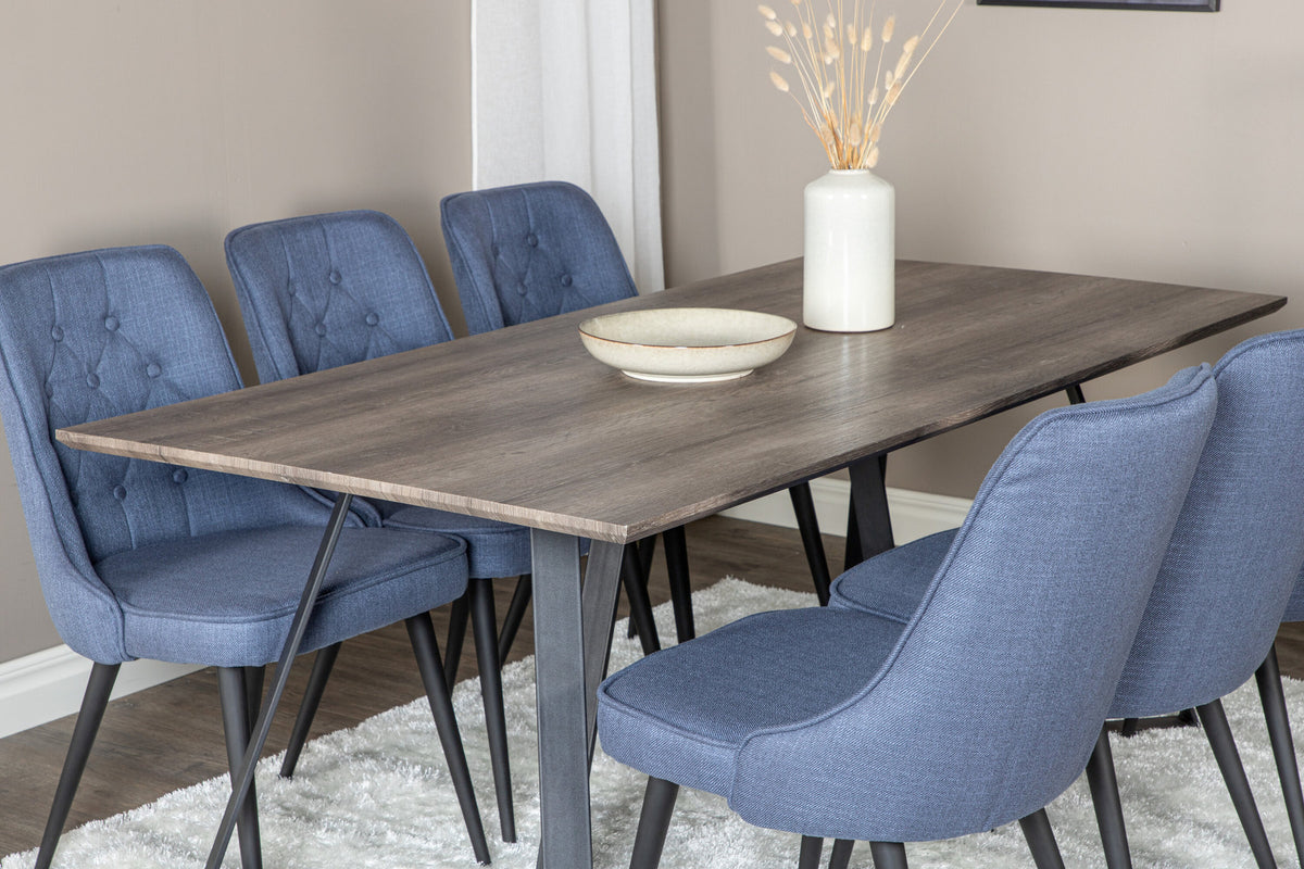 Marina Esszimmerset Velvet 180cm/6St. in Schwarz / Blau präsentiert im Onlineshop von KAQTU Design AG. Esszimmerset ist von Venture Home