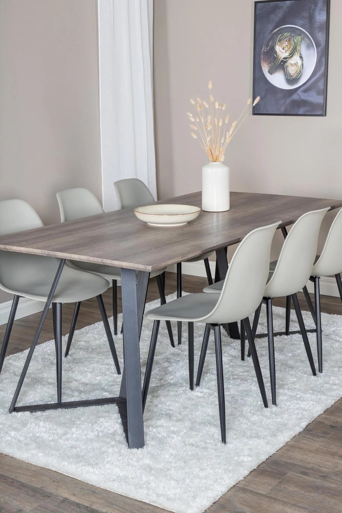Modernes Esszimmerset mit 180 cm Tisch und 6 Stühlen, stilvolles Design, perfekt für elegante und zeitgemäße Essbereiche.