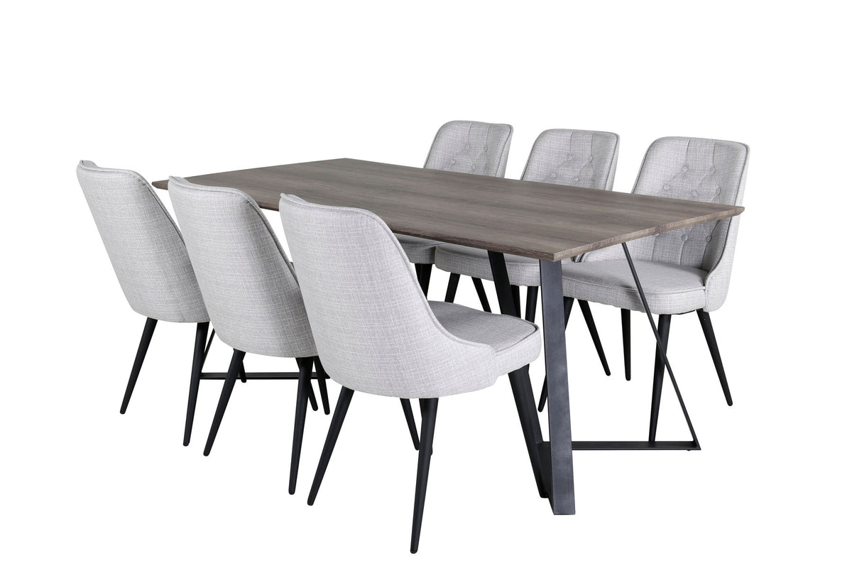 Marina Esszimmerset Velvet 180cm/6St. in Braun / Schwarz / Grau präsentiert im Onlineshop von KAQTU Design AG. Esszimmerset ist von Venture Home