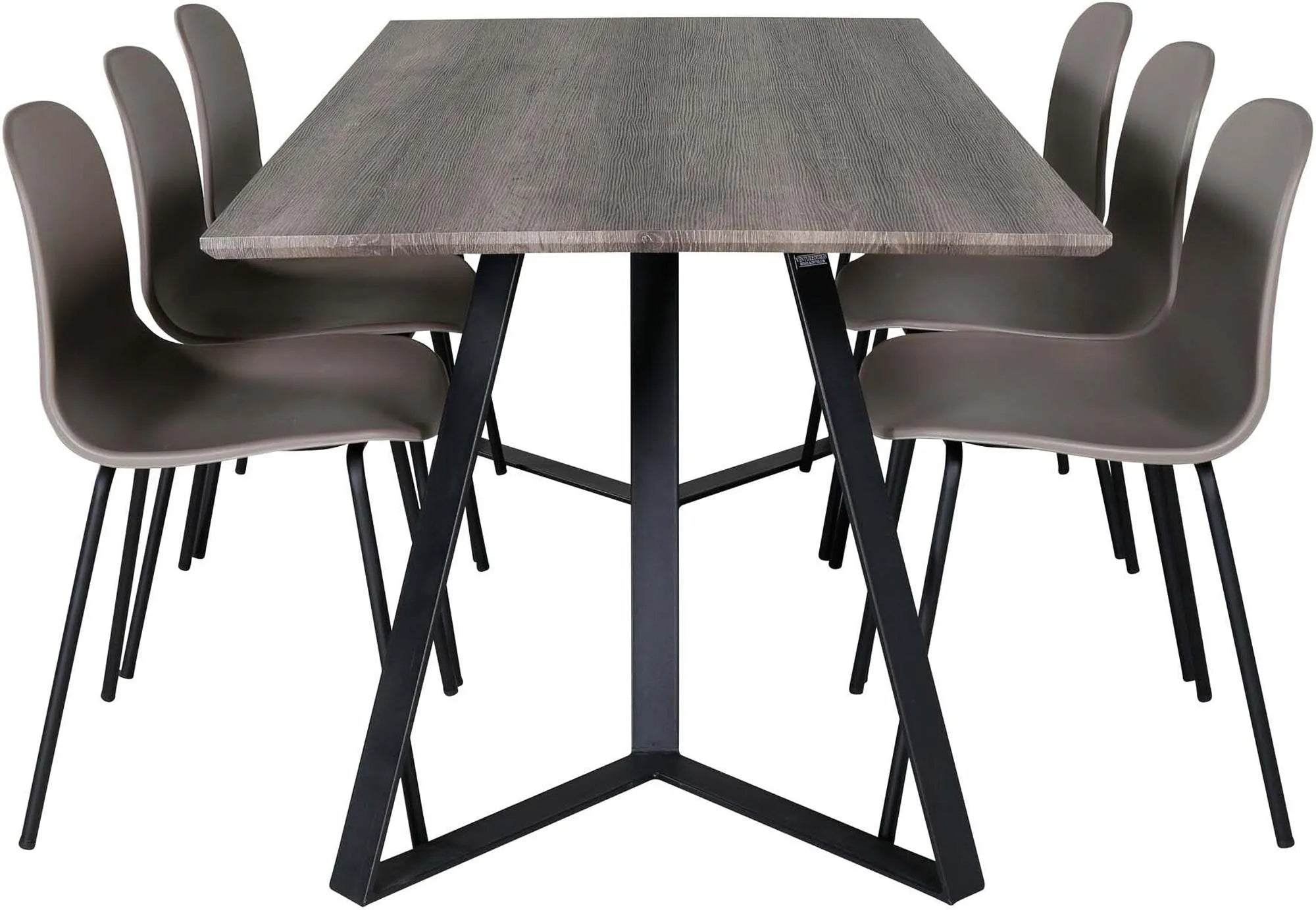 Stilvolles Esszimmerset Marina Arctic: 180cm Tisch & 6 ergonomische Stühle in Khaki, ideal für Komfort & gesellige Anlässe.