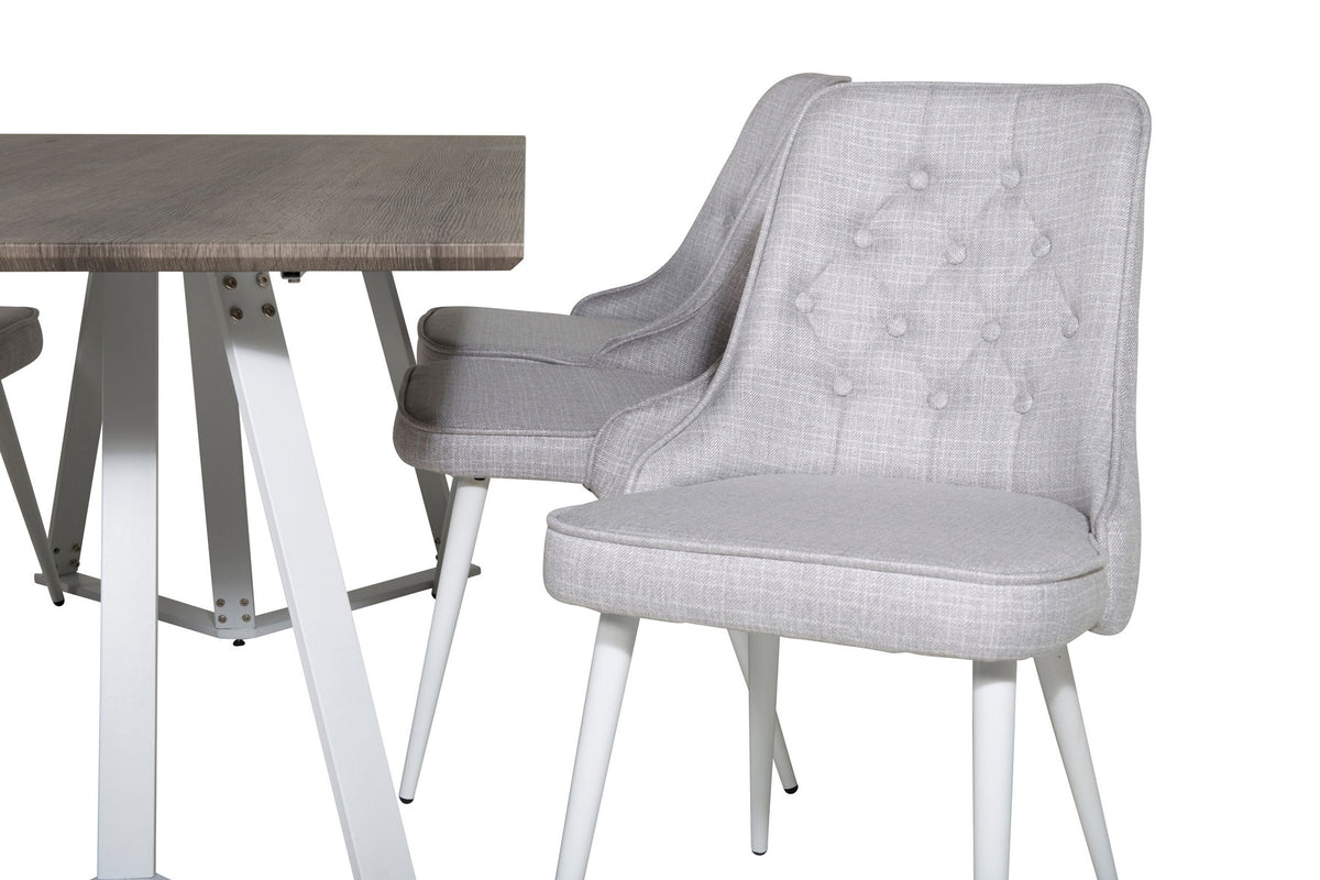 Marina Esszimmerset Velvet 180cm/6St. in Weiss präsentiert im Onlineshop von KAQTU Design AG. Esszimmerset ist von Venture Home