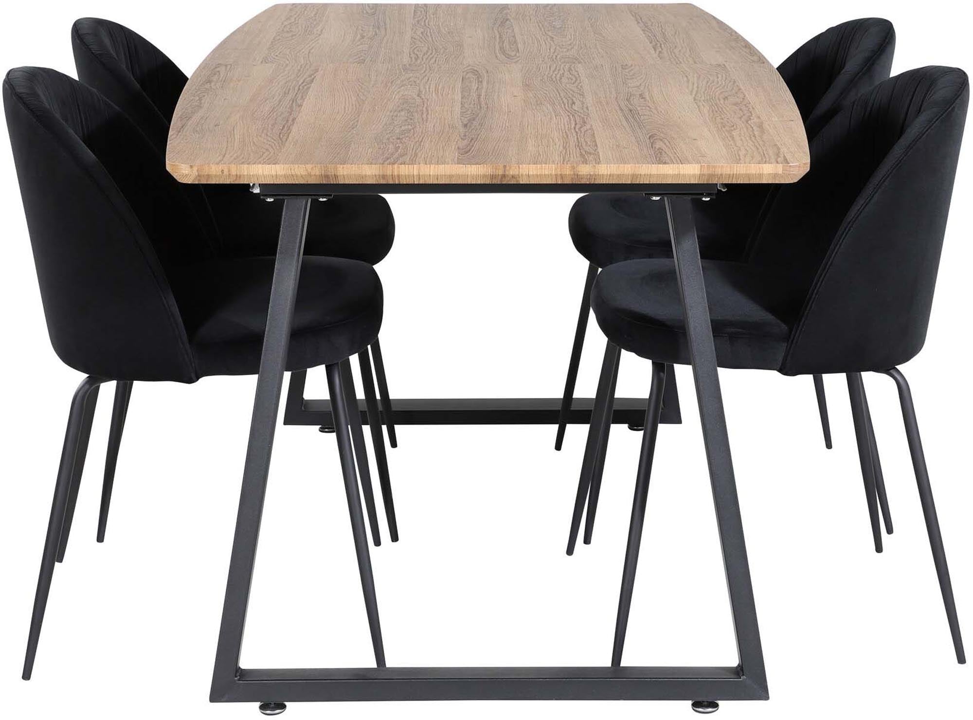 Inca Esszimmerset ausziehbar (Wrinkles) 160cm/4St. in Schwarz präsentiert im Onlineshop von KAQTU Design AG. Esszimmerset ist von Venture Home
