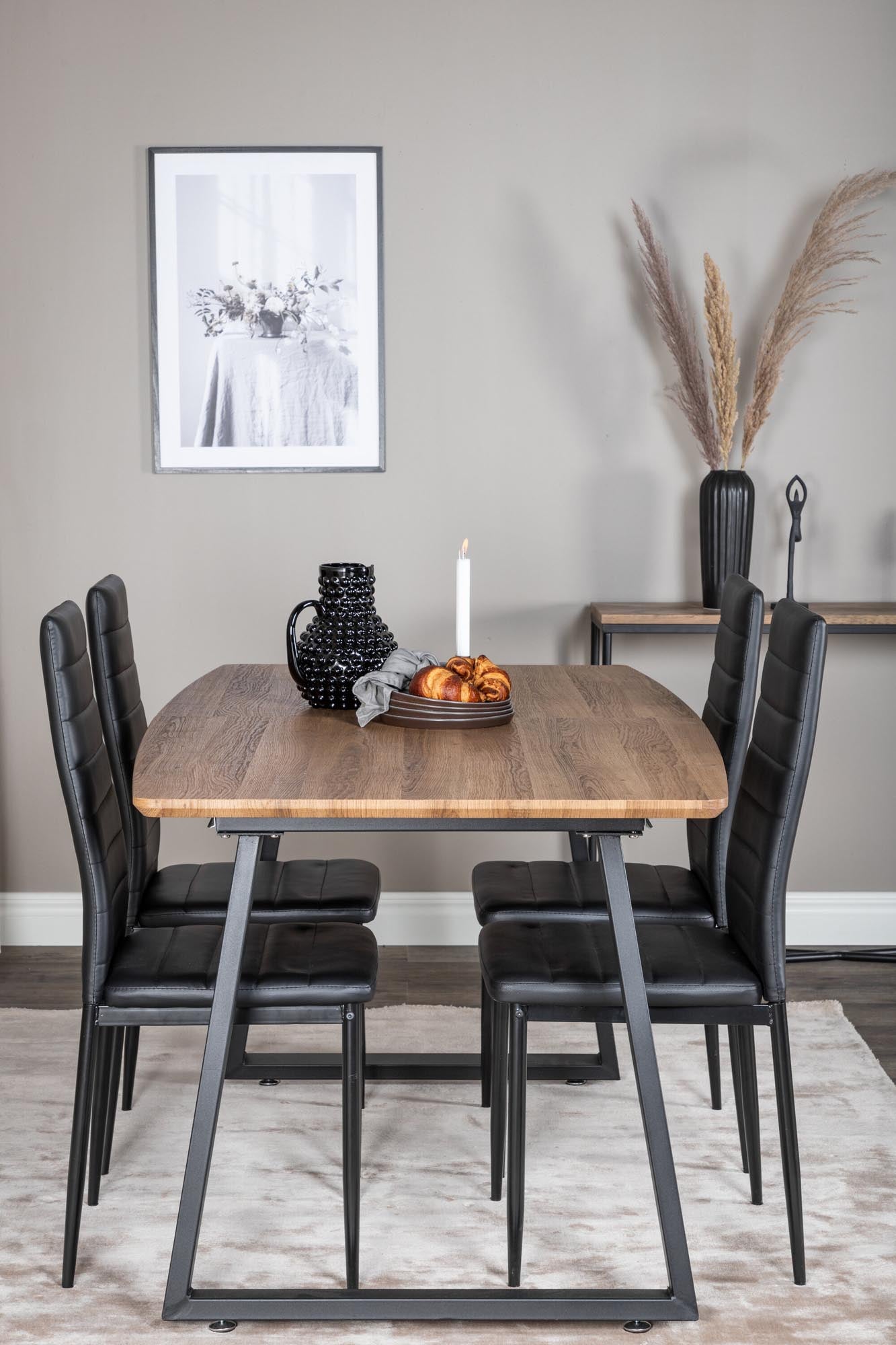 Inca Esszimmerset ausziehbar (Slim) 160cm/4St. in Schwarz präsentiert im Onlineshop von KAQTU Design AG. Esszimmerset ist von Venture Home