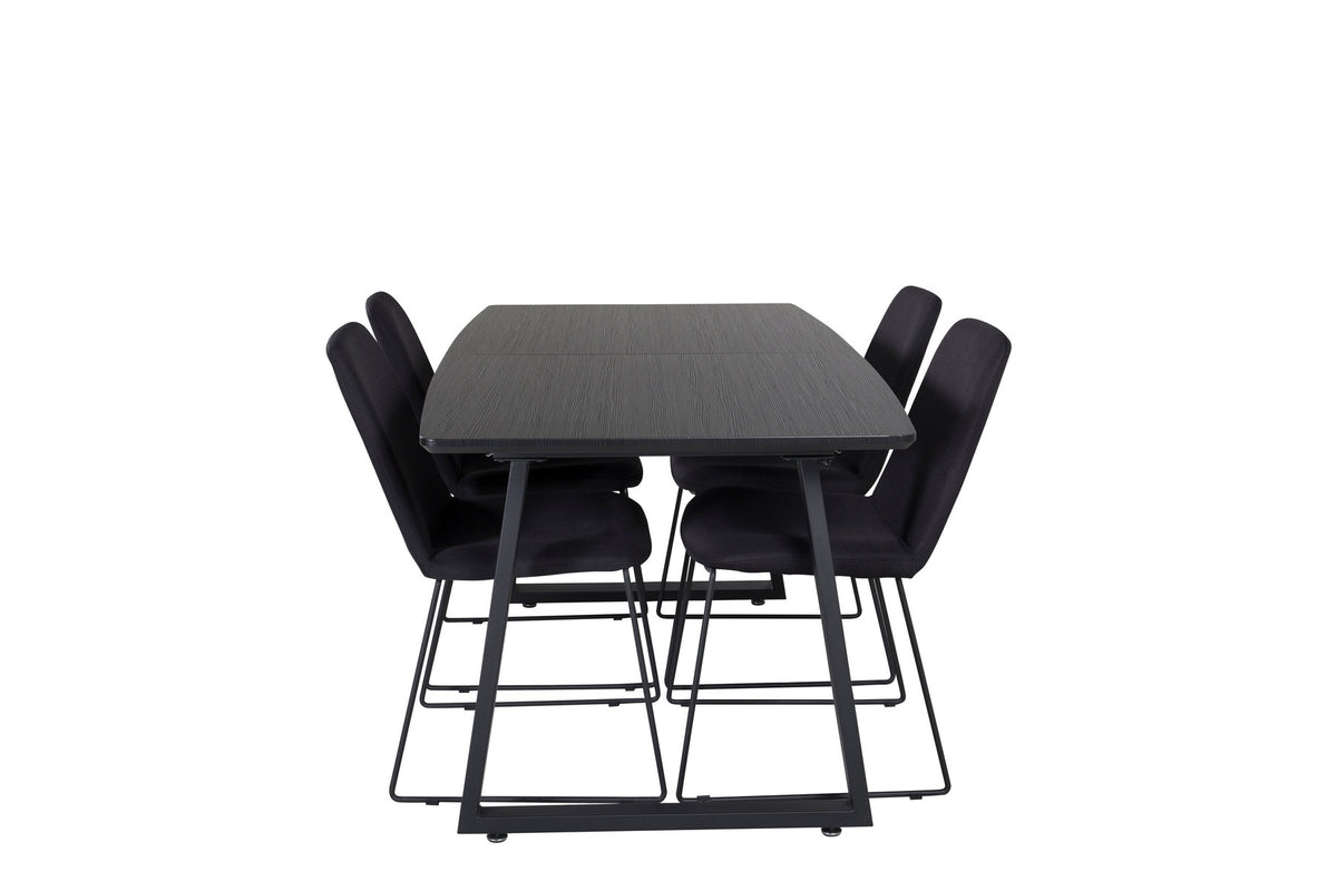 Inca Esszimmerset ausziehbar (Muce) 160cm/4St. in Schwarz präsentiert im Onlineshop von KAQTU Design AG. Esszimmerset ist von Venture Home