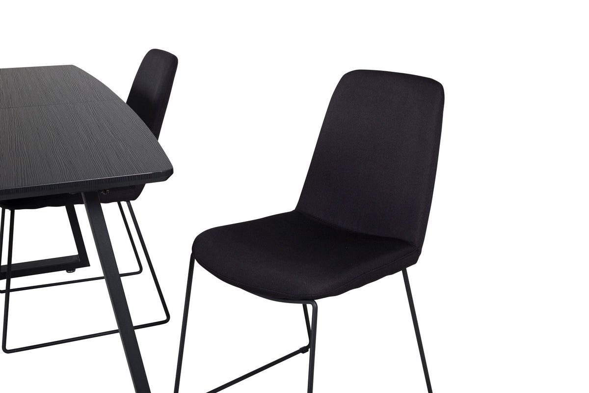 Inca Esszimmerset ausziehbar (Muce) 160cm/4St. in Schwarz präsentiert im Onlineshop von KAQTU Design AG. Esszimmerset ist von Venture Home