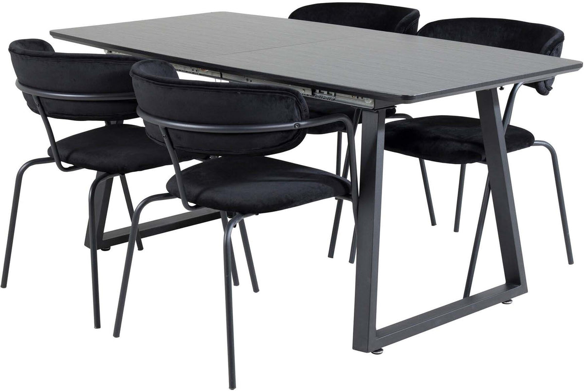 Inca Esszimmerset ausziehbar (Arrow) 160cm/4St. in Schwarz präsentiert im Onlineshop von KAQTU Design AG. Esszimmerset ist von Venture Home