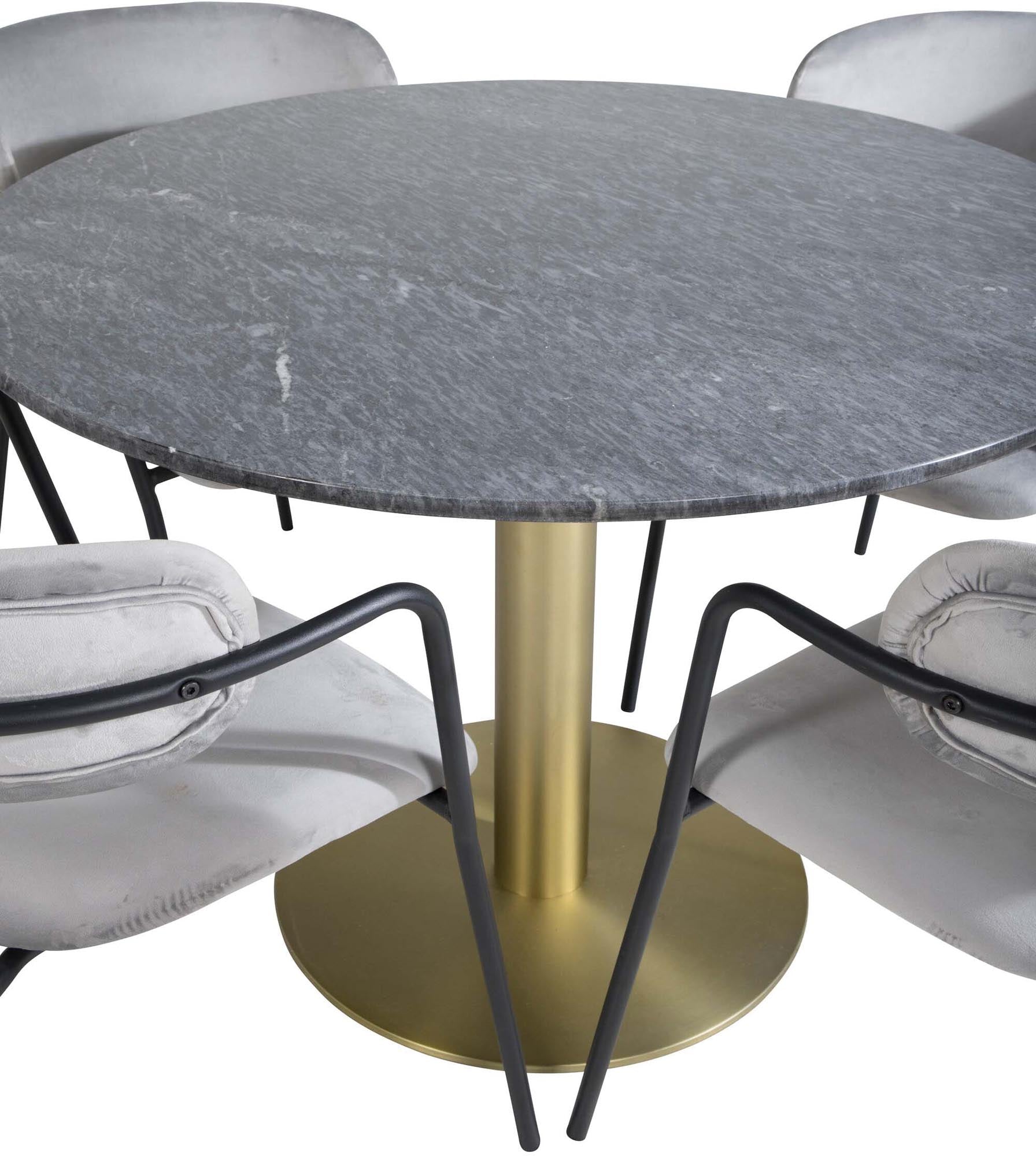 Estelle Esszimmerset + Arrow ⌀106cm/4St. in Schwarzgrau präsentiert im Onlineshop von KAQTU Design AG. Esszimmerset ist von Venture Home