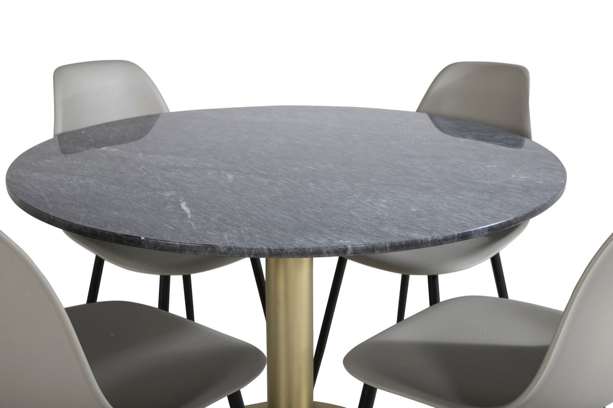Estelle Esszimmerset + Polar ⌀106cm/4St. in Schwarzgrau präsentiert im Onlineshop von KAQTU Design AG. Esszimmerset ist von Venture Home
