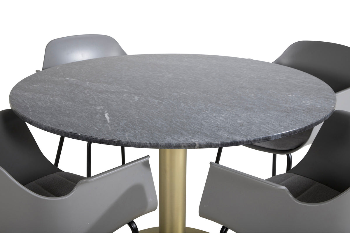 Estelle Esszimmerset + Comfort ⌀106cm/4St. in Schwarz / Grau / Gold präsentiert im Onlineshop von KAQTU Design AG. Esszimmerset ist von Venture Home