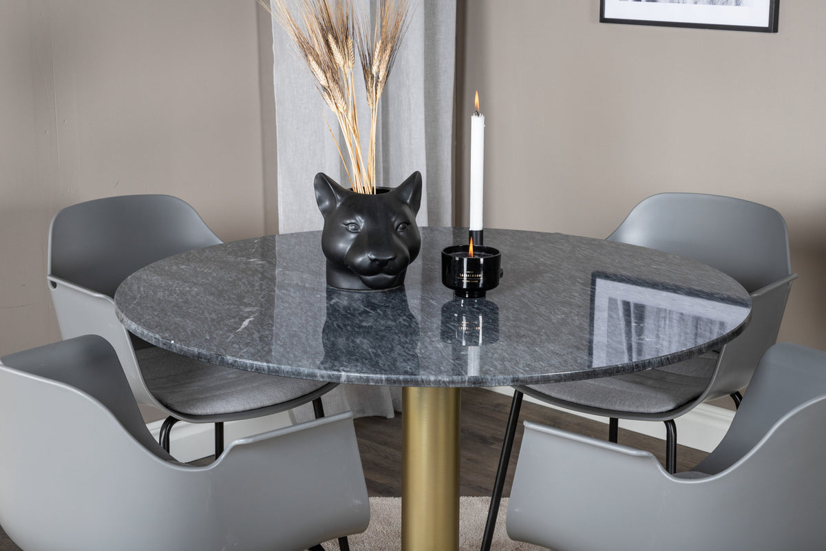 Estelle Esszimmerset + Comfort ⌀106cm/4St. in Schwarz / Grau / Gold präsentiert im Onlineshop von KAQTU Design AG. Esszimmerset ist von Venture Home