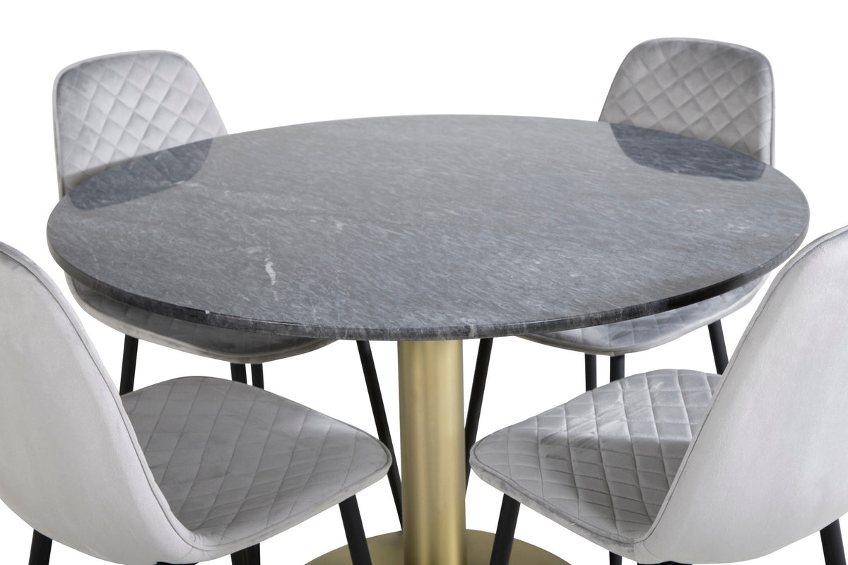 Estelle Esszimmerset + Polar ⌀106cm/4St. in Schwarzgrau präsentiert im Onlineshop von KAQTU Design AG. Esszimmerset ist von Venture Home