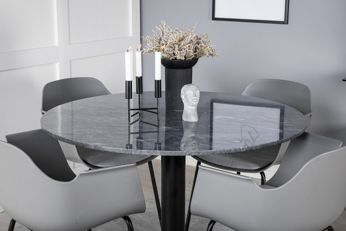 Estelle Esszimmerset + Comfort ⌀106cm/4St. in Schwarz / Grau präsentiert im Onlineshop von KAQTU Design AG. Esszimmerset ist von Venture Home