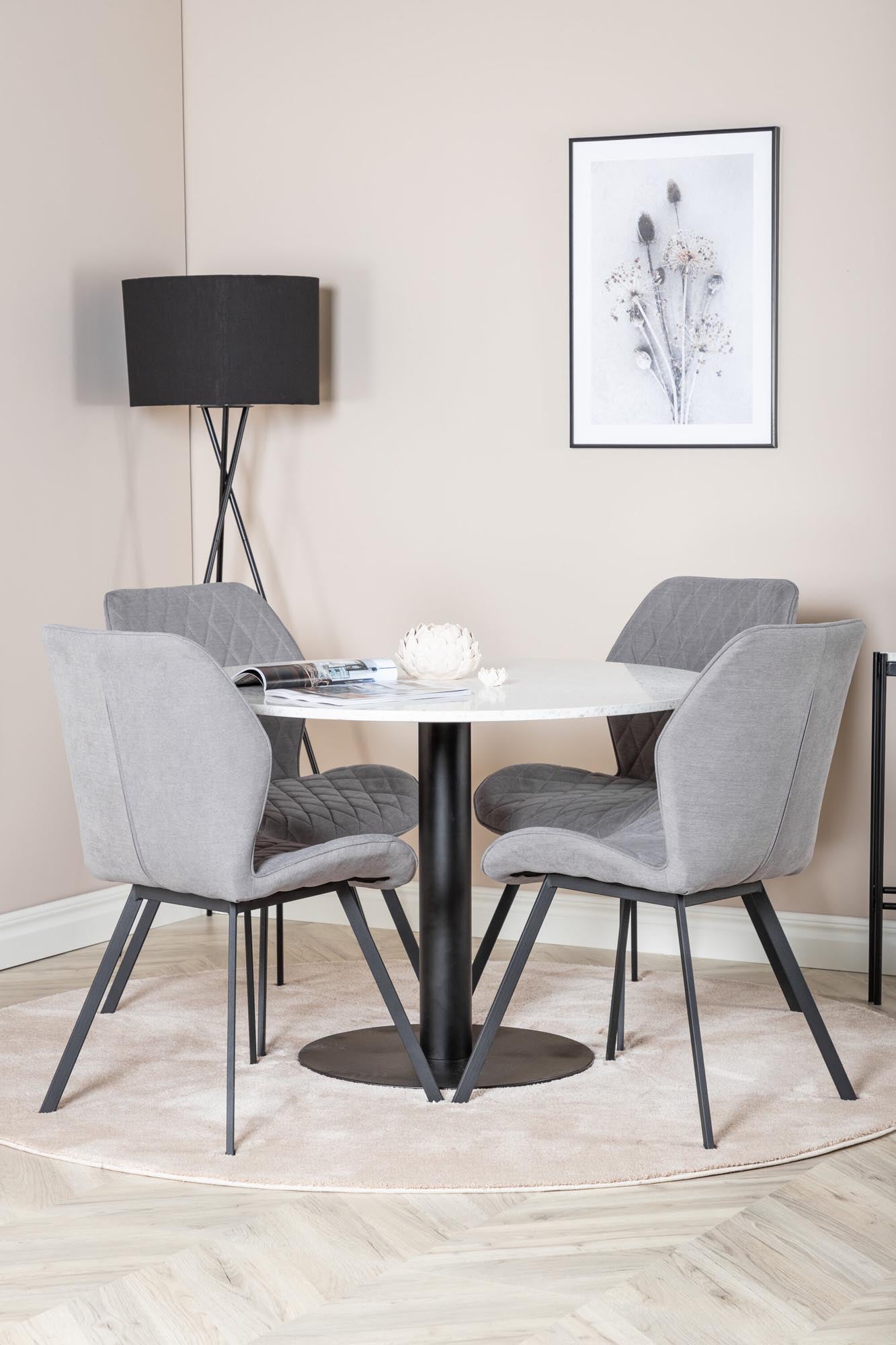 Razzia Esszimmerset + Gemma ⌀106cm/4St. in Schwarzgrau präsentiert im Onlineshop von KAQTU Design AG. Esszimmerset ist von Venture Home