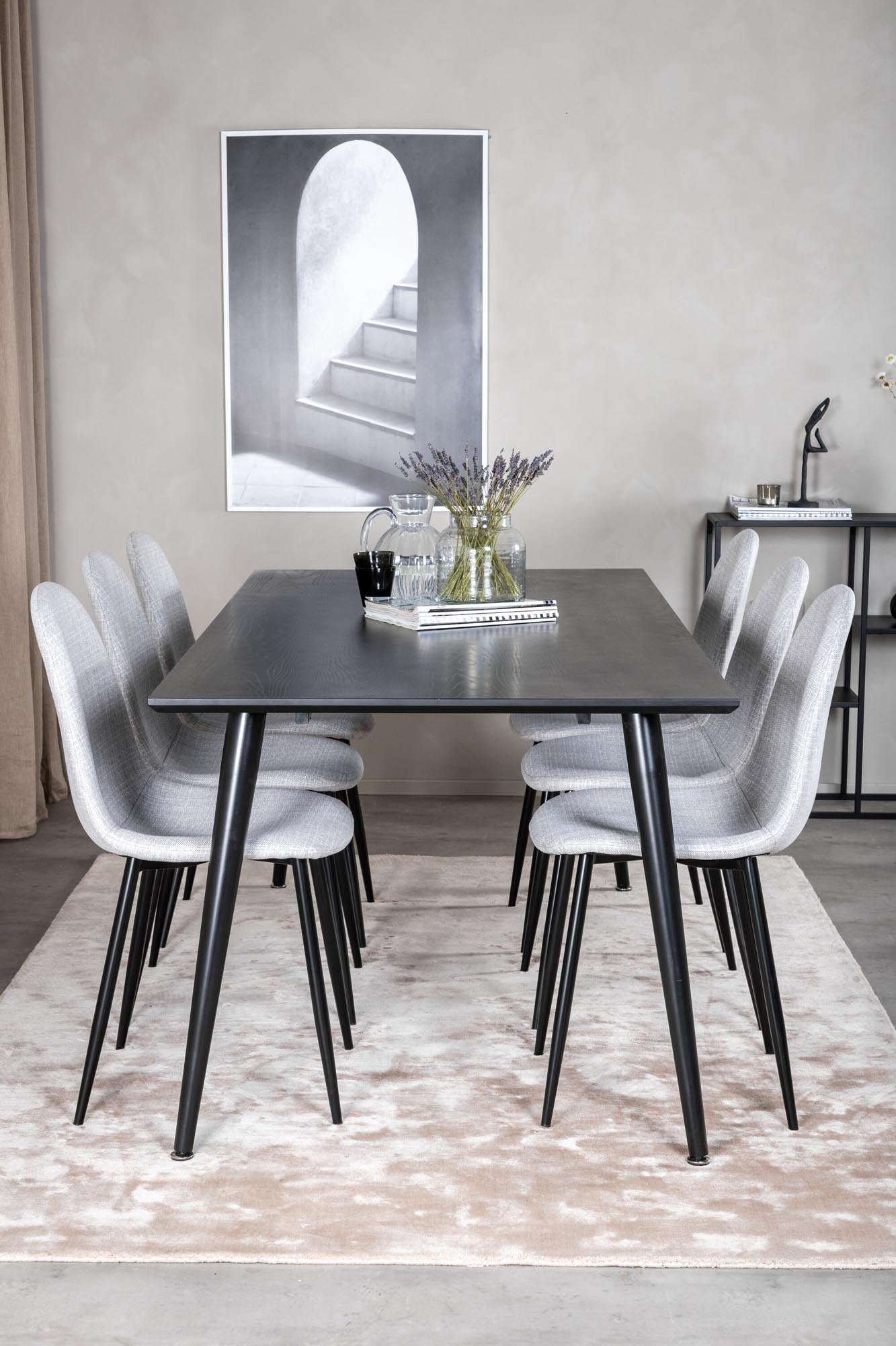 Dipp Esszimmerset + Polar 180cm/6St. in Schwarz / Hellgrau präsentiert im Onlineshop von KAQTU Design AG. Esszimmerset ist von Venture Home
