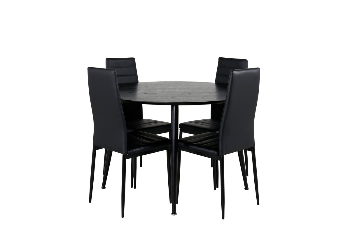 Dipp Esstisch mit Slim Stühlen in Schwarz präsentiert im Onlineshop von KAQTU Design AG. Esszimmerset ist von Venture Home