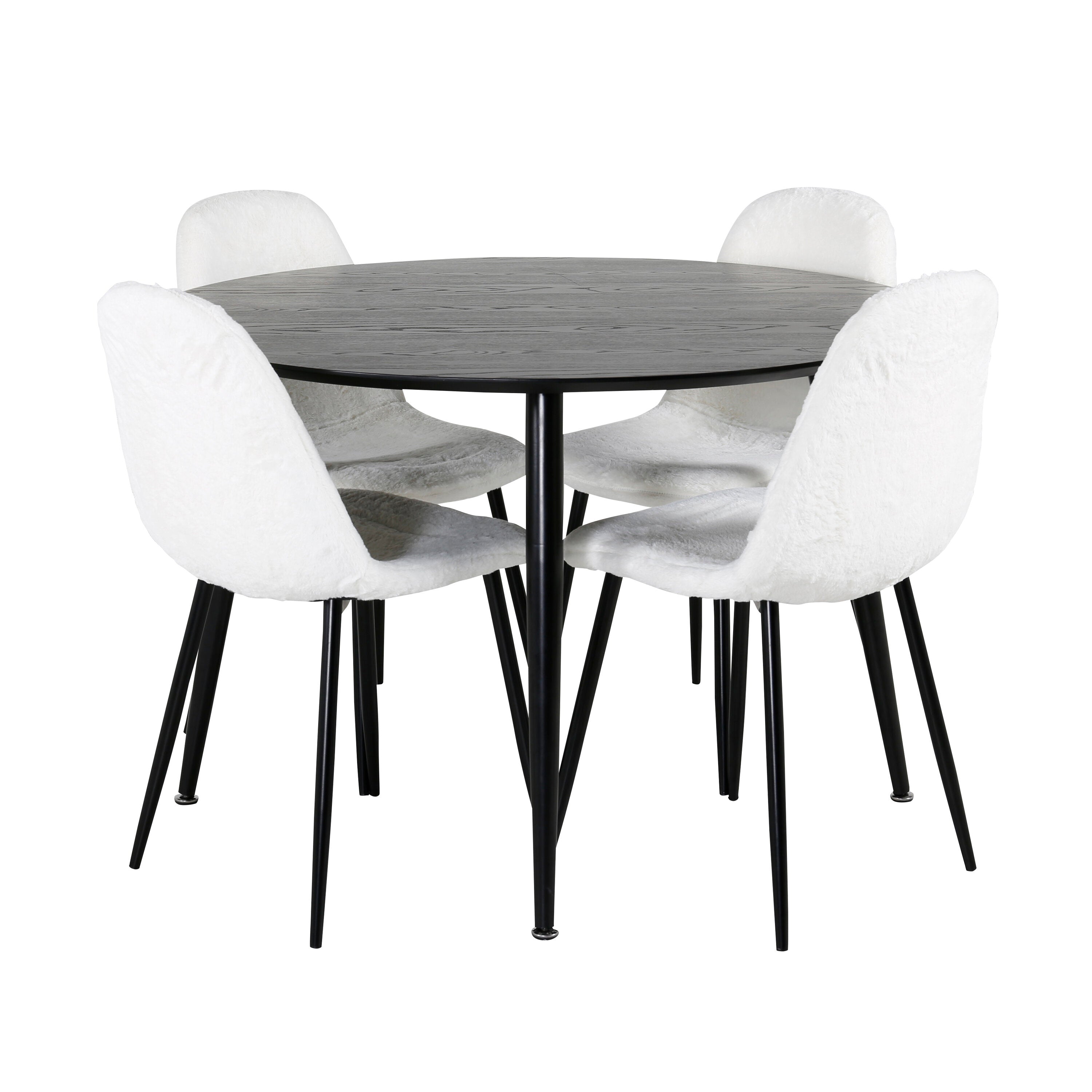 Dipp Esszimmerset + Polar Fluff ⌀115cm/4St. in Schwarz-Weiss präsentiert im Onlineshop von KAQTU Design AG. Esszimmerset ist von Venture Home