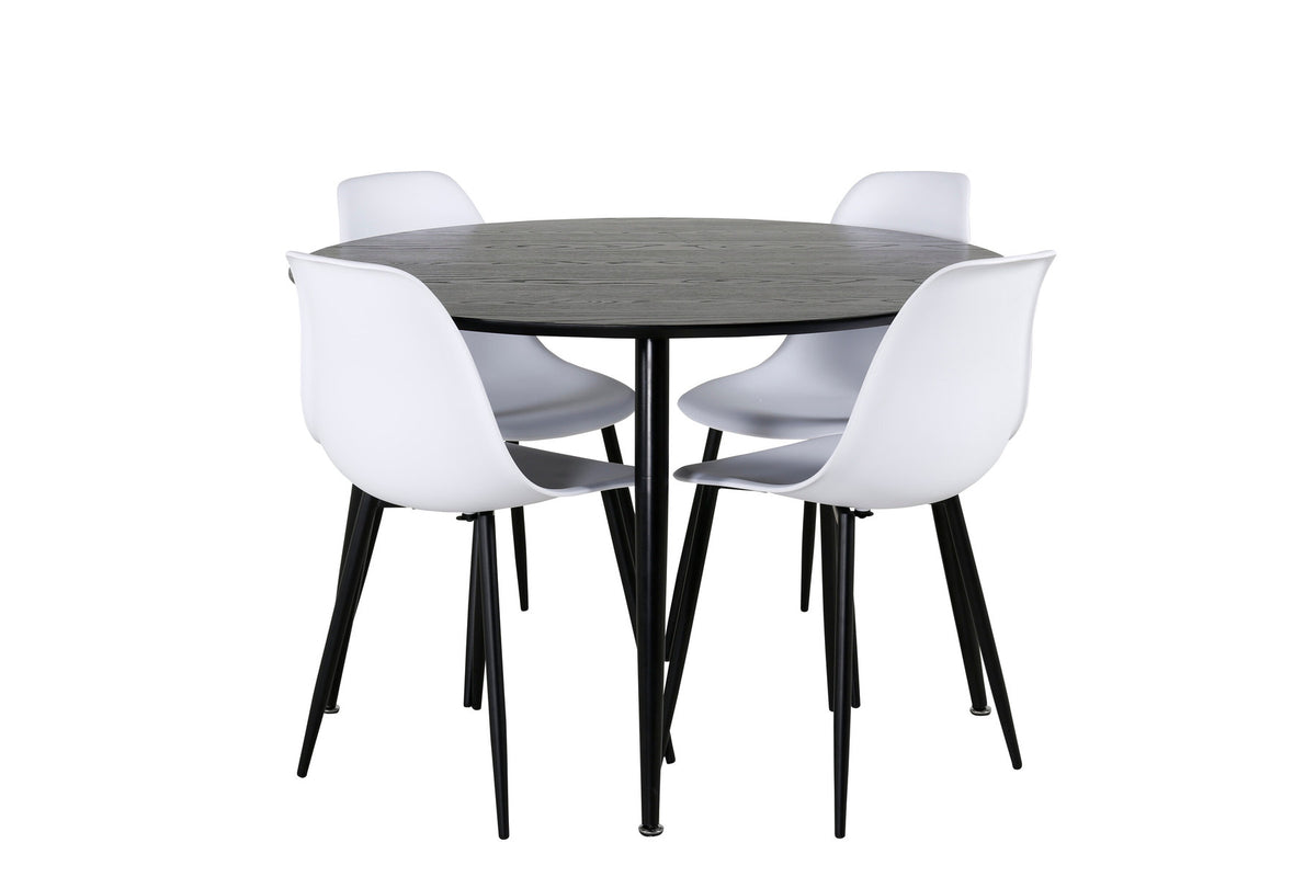 Dipp Esszimmerset + Polar Plastic ⌀115cm/4St. in Schwarz-Weiss präsentiert im Onlineshop von KAQTU Design AG. Esszimmerset ist von Venture Home