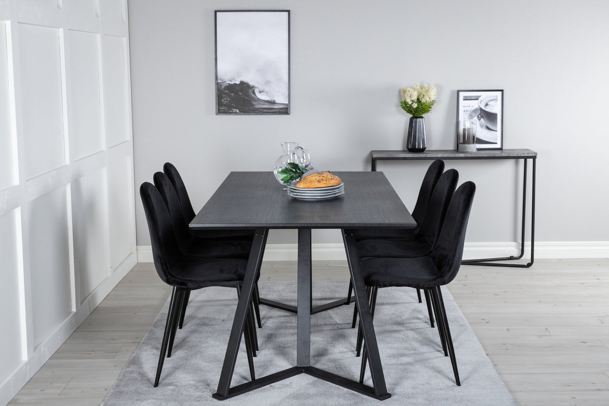 Marina Esszimmerset Polar 180cm/6St. in Schwarz präsentiert im Onlineshop von KAQTU Design AG. Esszimmerset ist von Venture Home