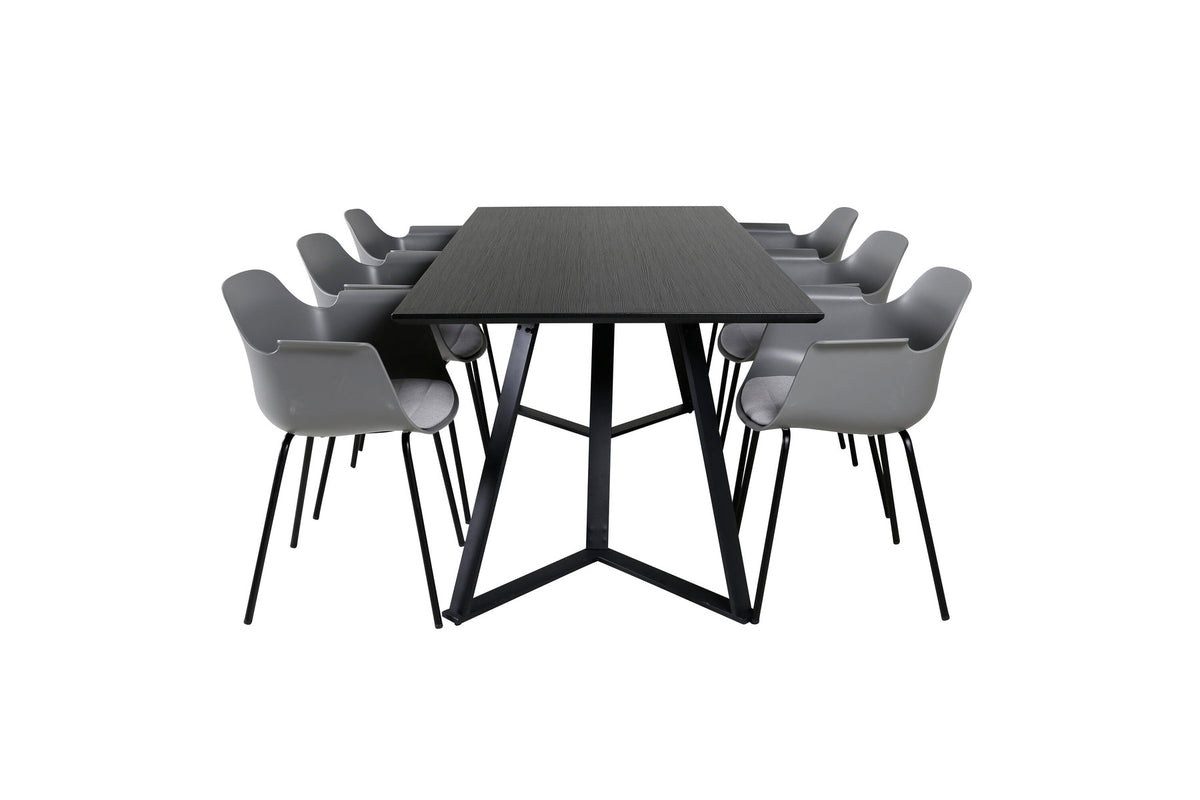 Marina Esszimmerset Comfort 180cm/6St. in Schwarzgrau präsentiert im Onlineshop von KAQTU Design AG. Esszimmerset ist von Venture Home