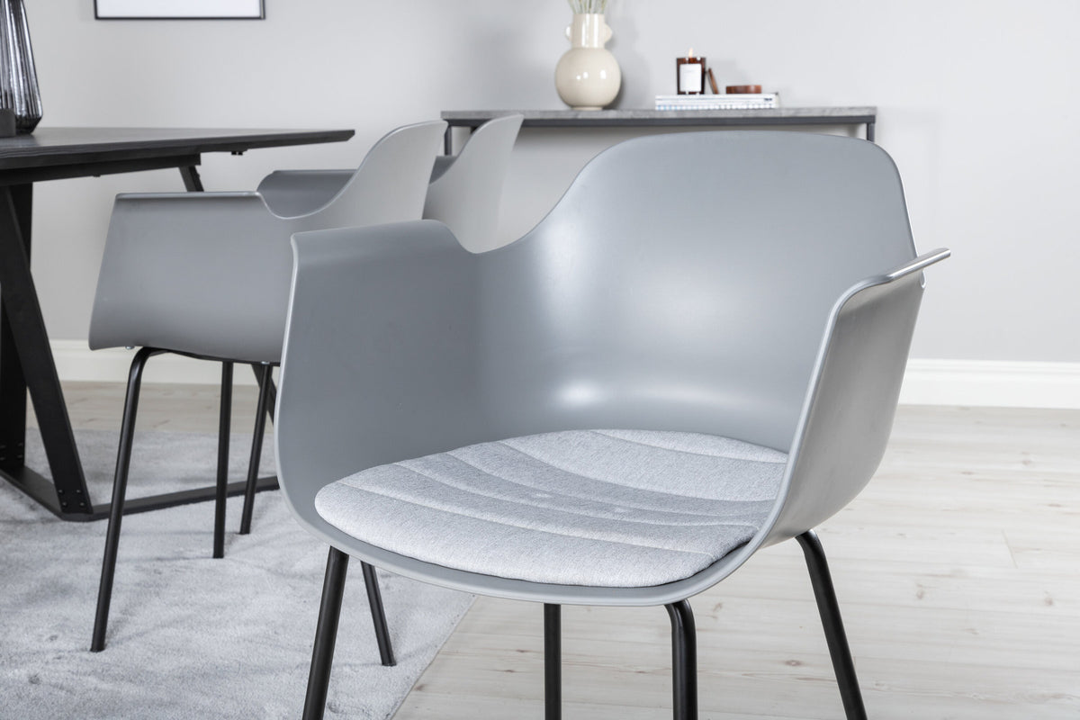 Marina Esszimmerset Comfort 180cm/6St. in Schwarzgrau präsentiert im Onlineshop von KAQTU Design AG. Esszimmerset ist von Venture Home