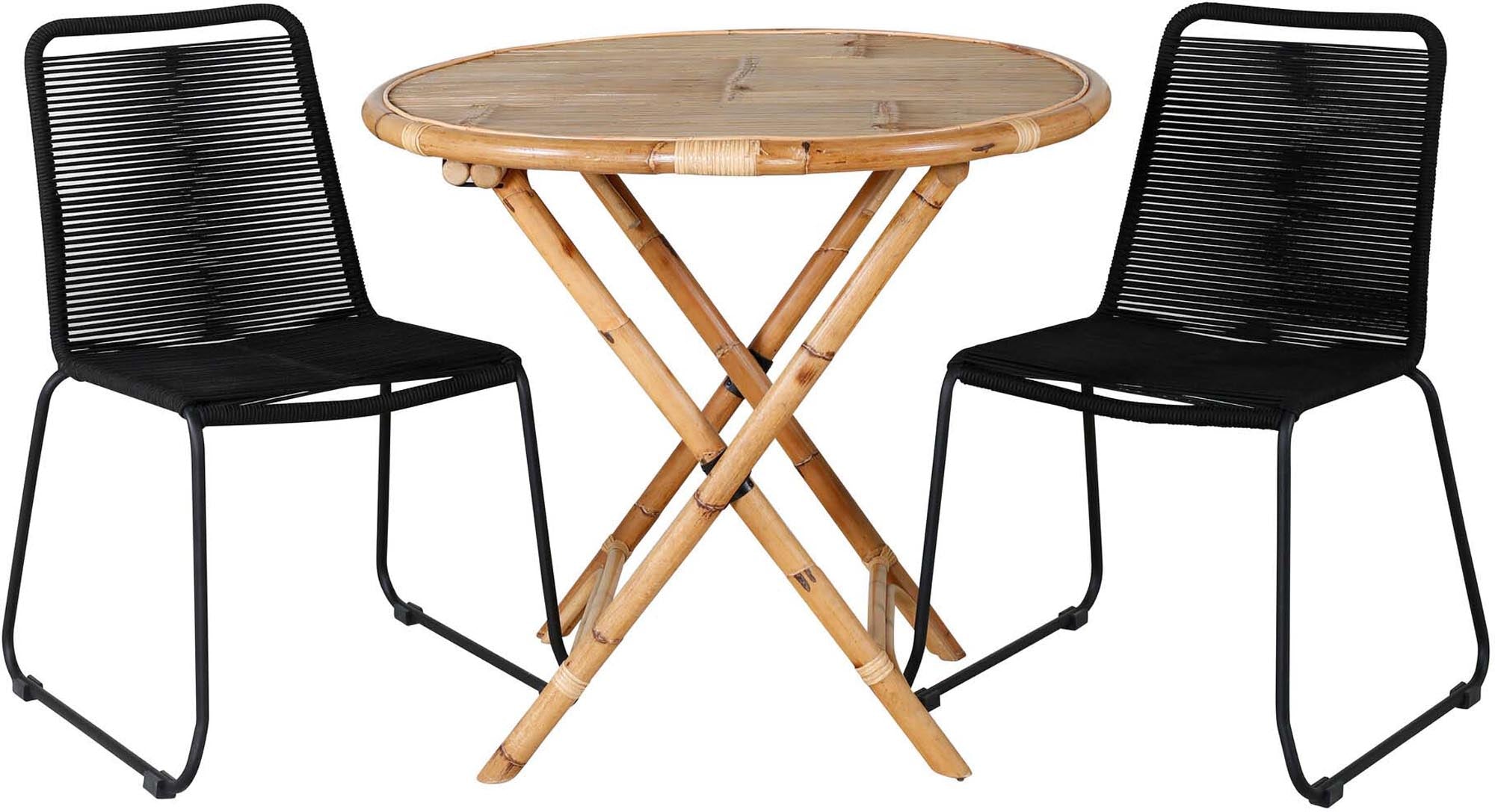 Cane Outdoor-Tischset ⌀80cm/2St. in Schwarz präsentiert im Onlineshop von KAQTU Design AG. Gartentischset ist von Venture Home