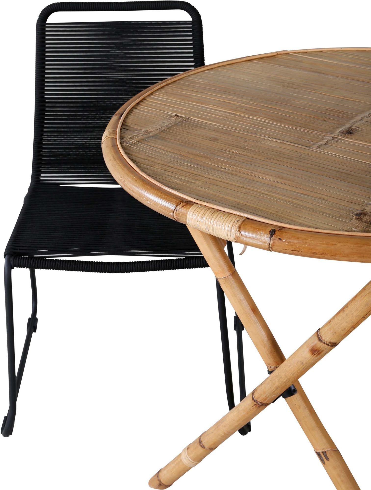 Cane Outdoor-Tischset ⌀80cm/2St. in Schwarz präsentiert im Onlineshop von KAQTU Design AG. Gartentischset ist von Venture Home
