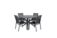 Alma & Parma Runder Esstisch ⌀120 Schwarz + Esszimmerstuhl 2er-Set Schwarz