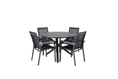 Alma & Parma Runder Esstisch ⌀120 Schwarz + Esszimmerstuhl 2er-Set Schwarz
