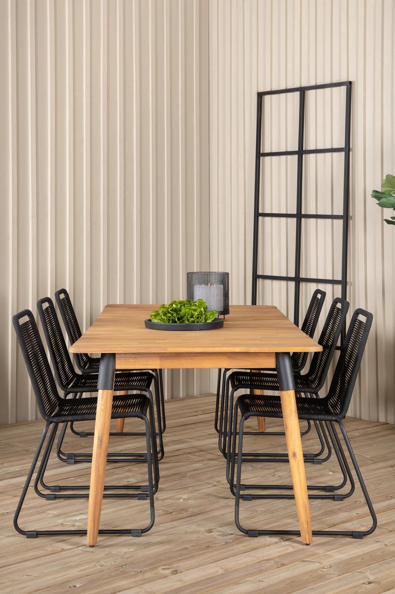 Julian Outdoor-Tischset + Lindos 210cm/6St. in Schwarz präsentiert im Onlineshop von KAQTU Design AG. Gartentischset ist von Venture Home
