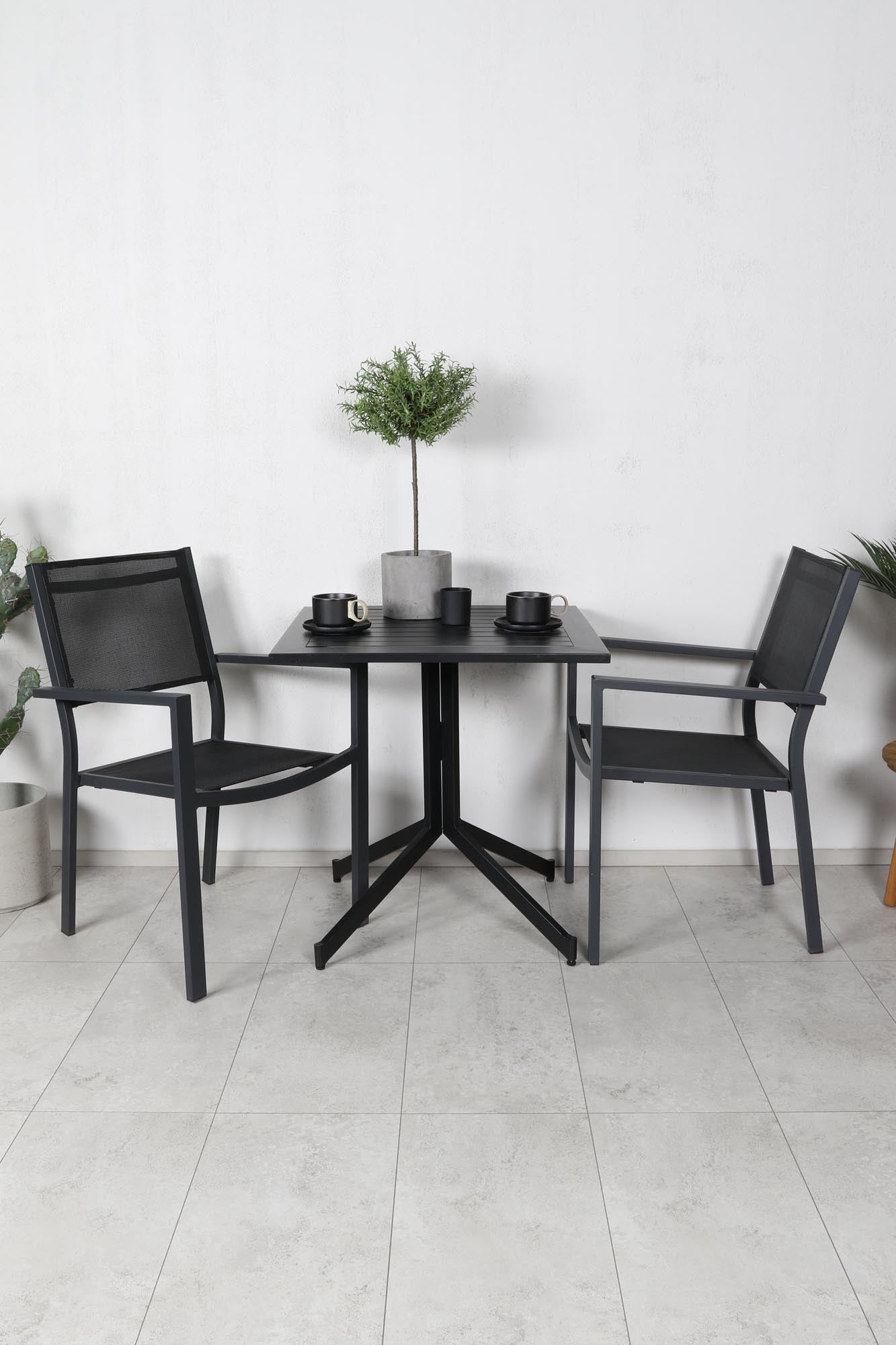 Way Outdoor-Tischset + Copacabana 70cm/2St. in Schwarz präsentiert im Onlineshop von KAQTU Design AG. Gartentischset ist von Venture Home