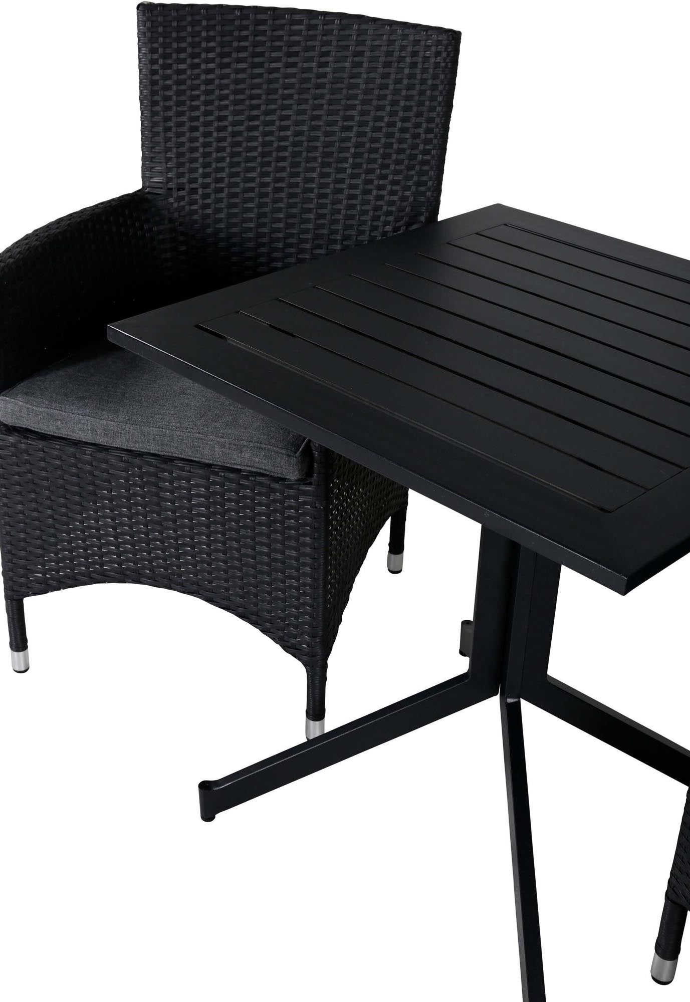 Way Outdoor-Tischset + Malin 70cm/2St. in Schwarzgrau präsentiert im Onlineshop von KAQTU Design AG. Gartentischset ist von Venture Home