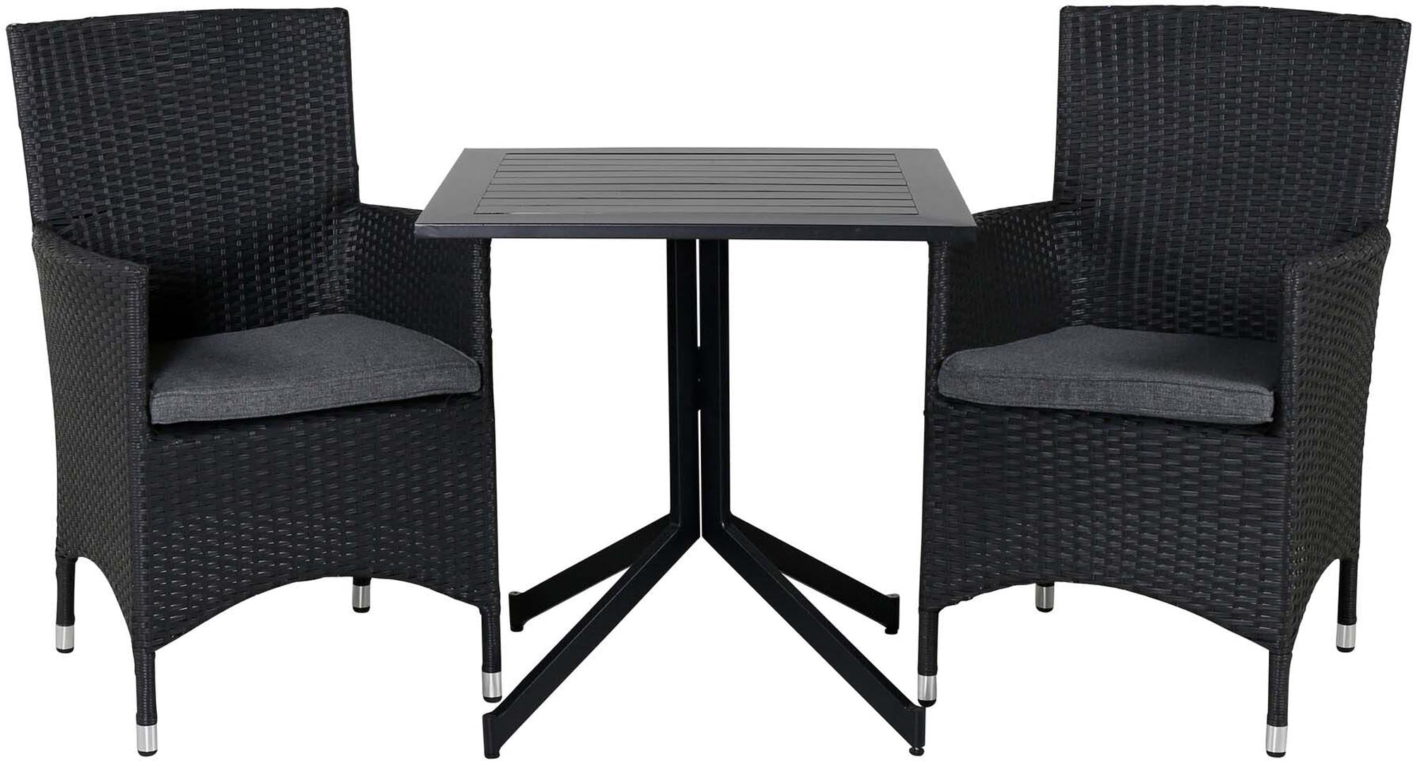 Way Outdoor-Tischset + Malin 70cm/2St. in Schwarzgrau präsentiert im Onlineshop von KAQTU Design AG. Gartentischset ist von Venture Home